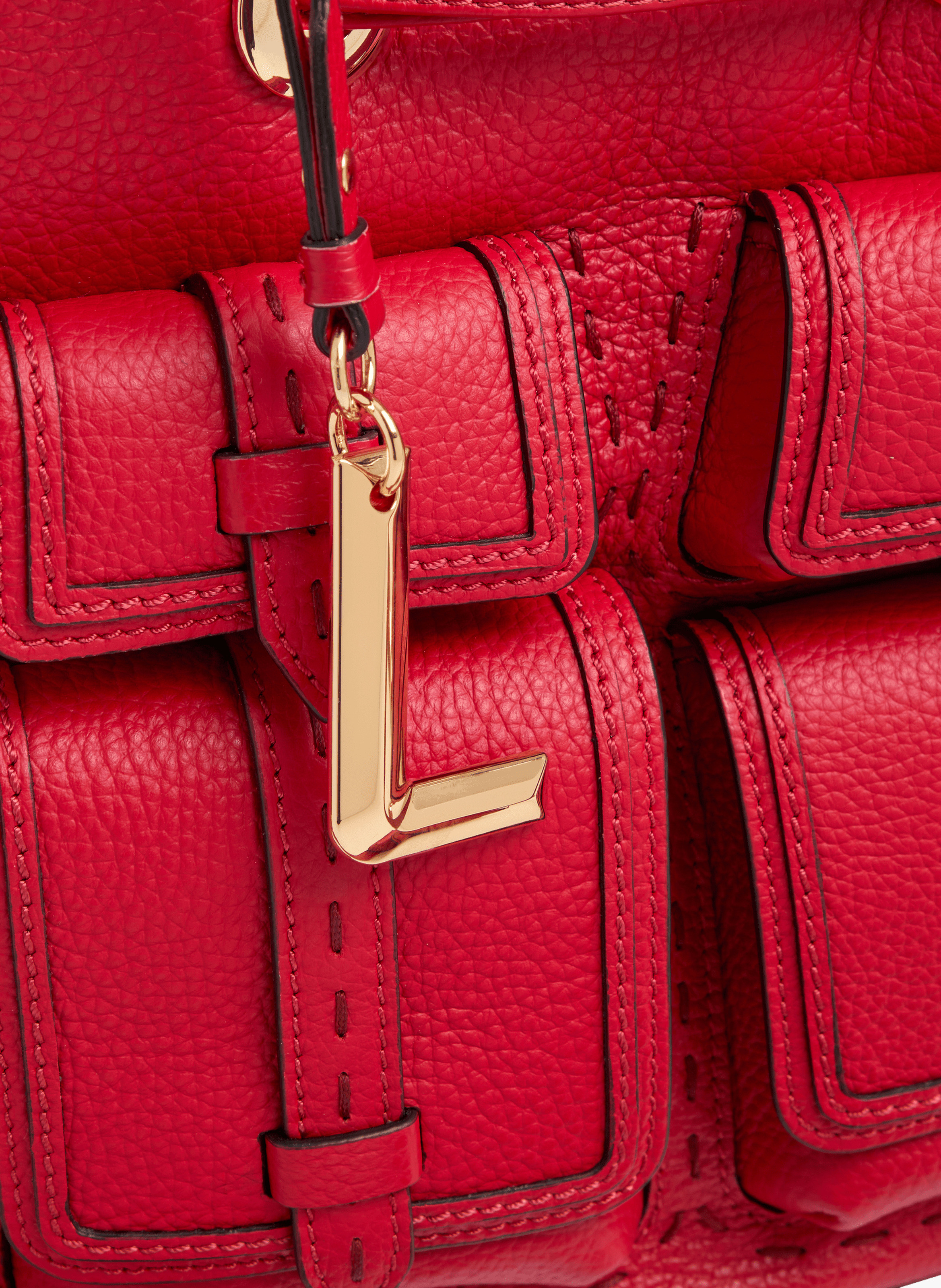 Sac seau premier flirt de lancel en animation 150y multipoches : cuir de vachette graine LANCEL Rouge