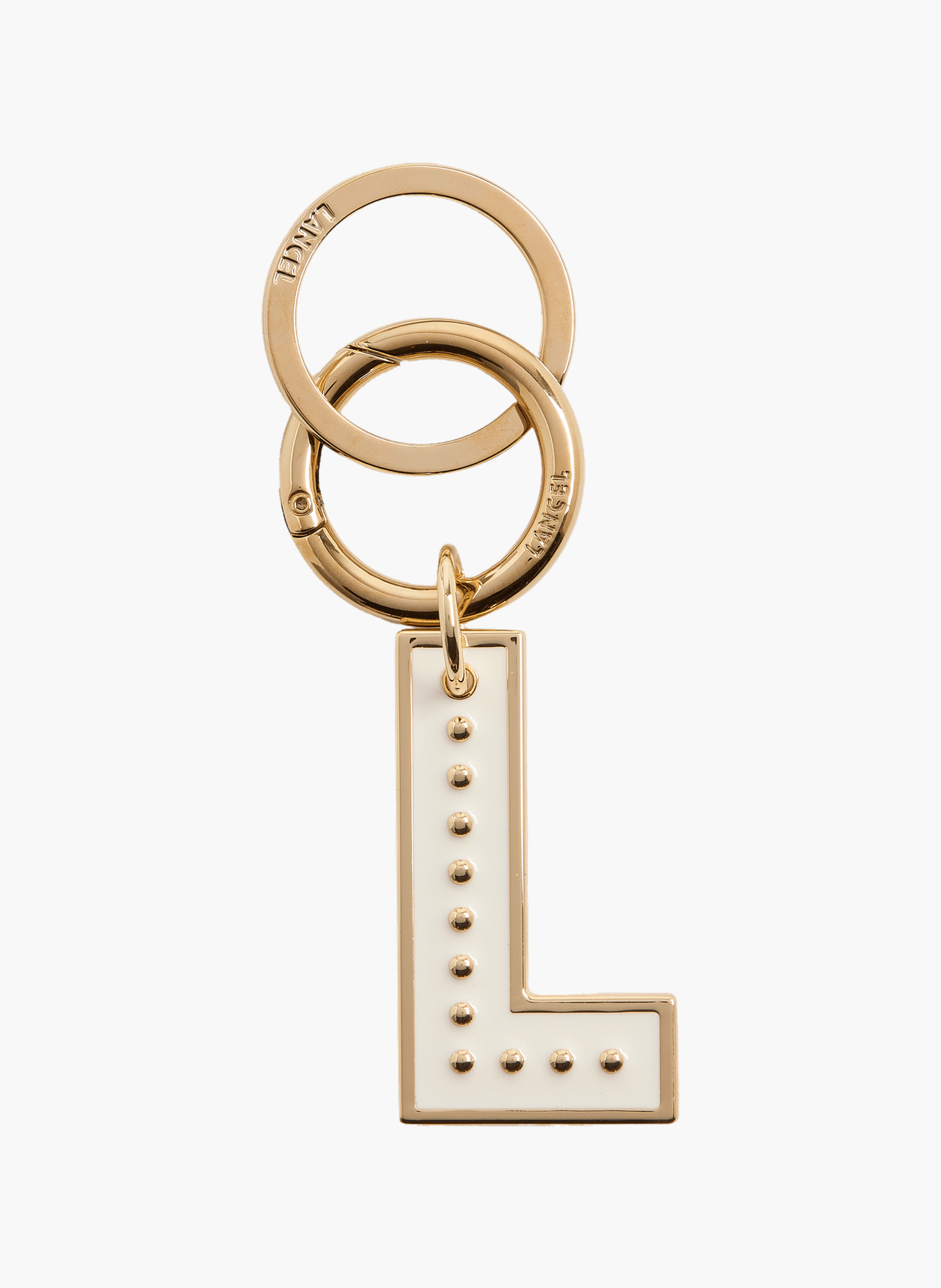 Sleutelhanger met metalen Lancel-vleugels. LANCEL Wit