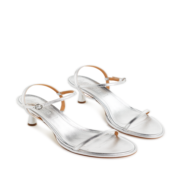 Shop Aeyde Mikita Heeled Leather Sandals In Silver