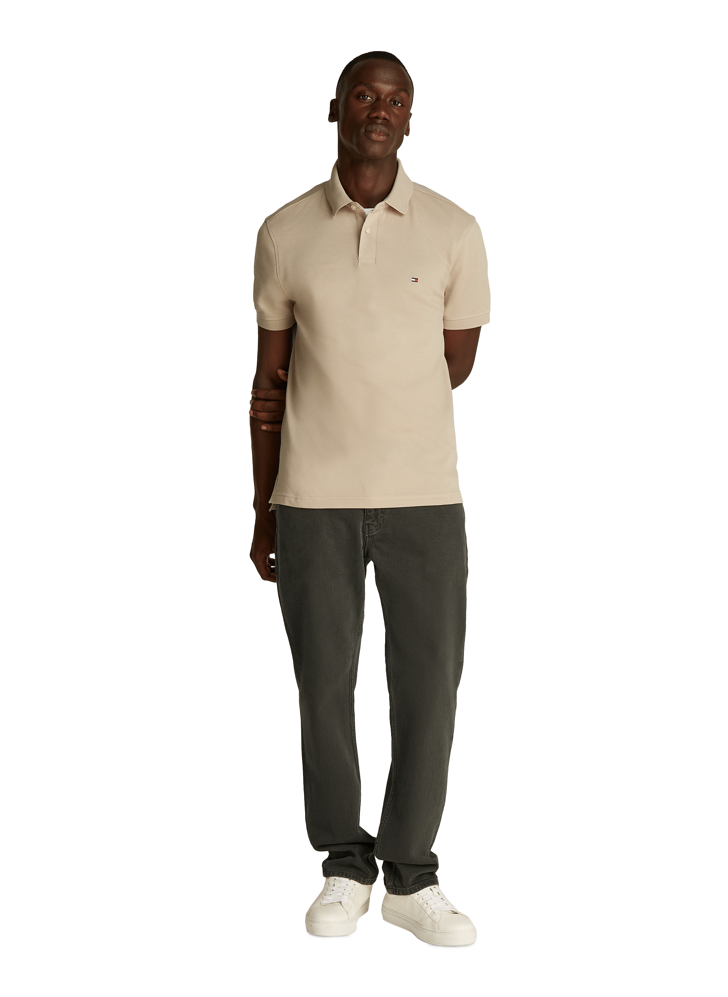 Organic cotton piqué polo shirt TOMMY HILFIGER Beige