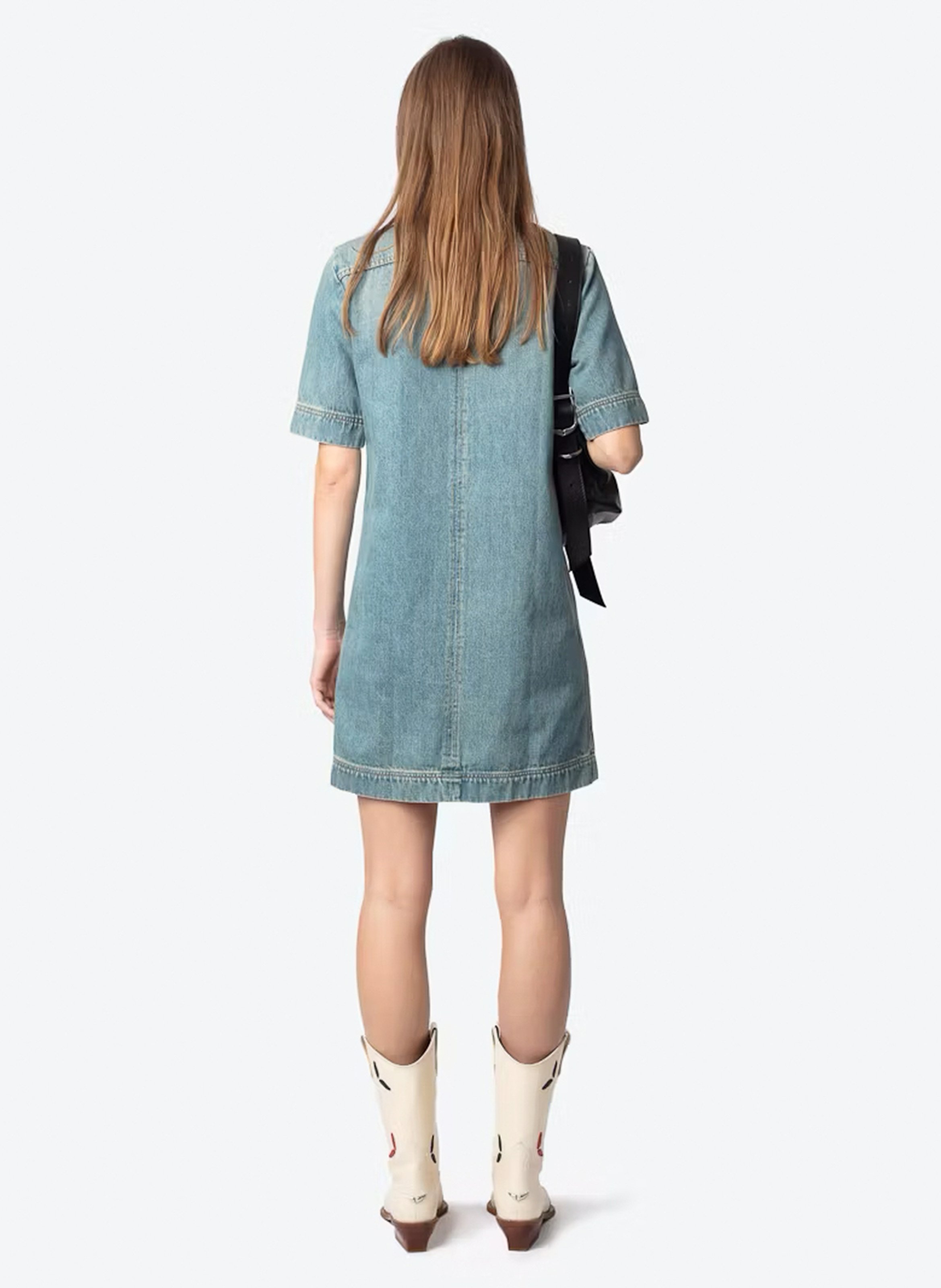 Robe courte col classique en jean record ZADIG&VOLTAIRE Bleu