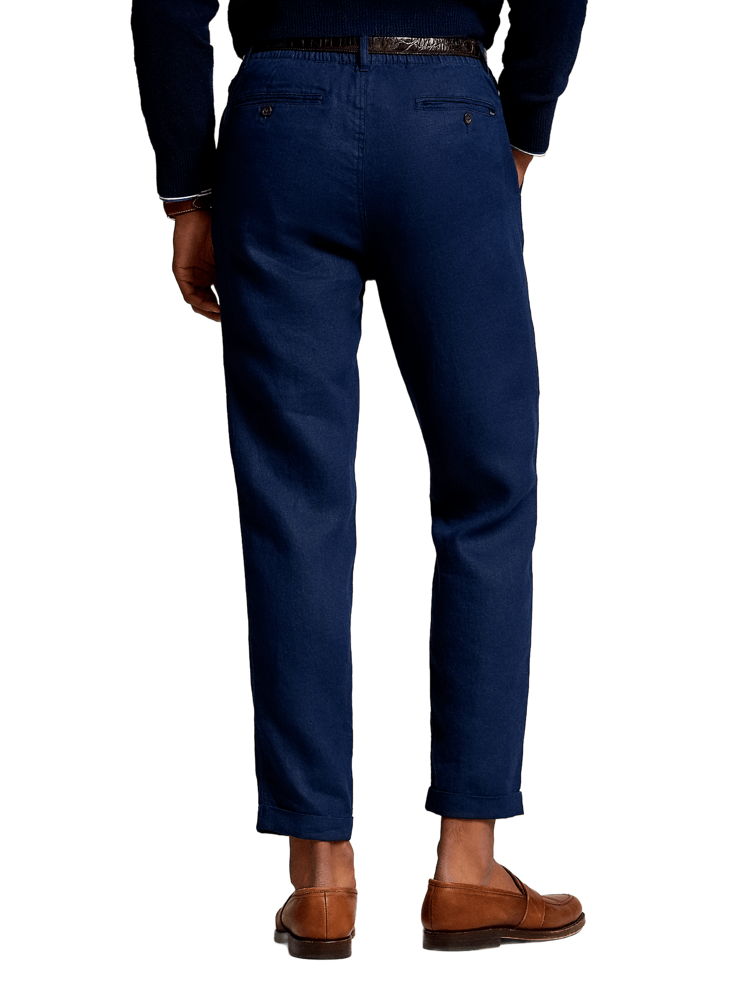 Wide-leg linen trousers with drawstring POLO RALPH LAUREN Blue