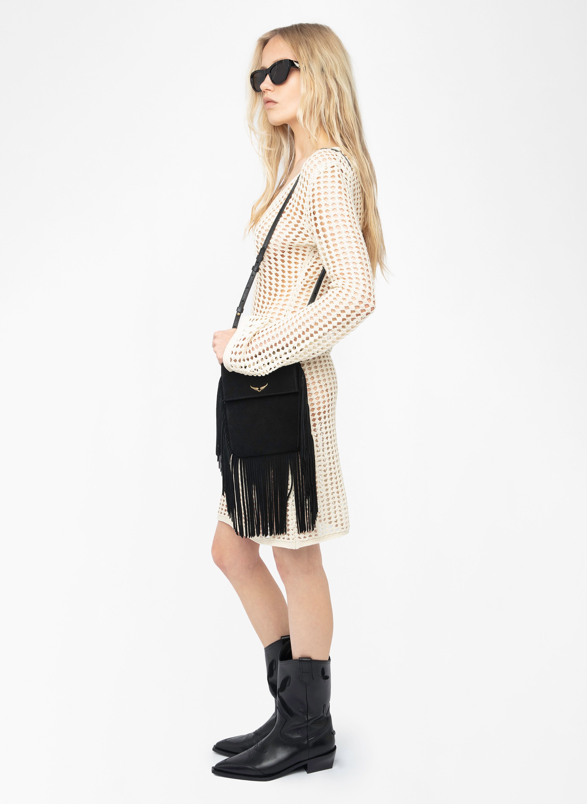 Robe courte col v en crochet ranyra ZADIG&VOLTAIRE Blanc
