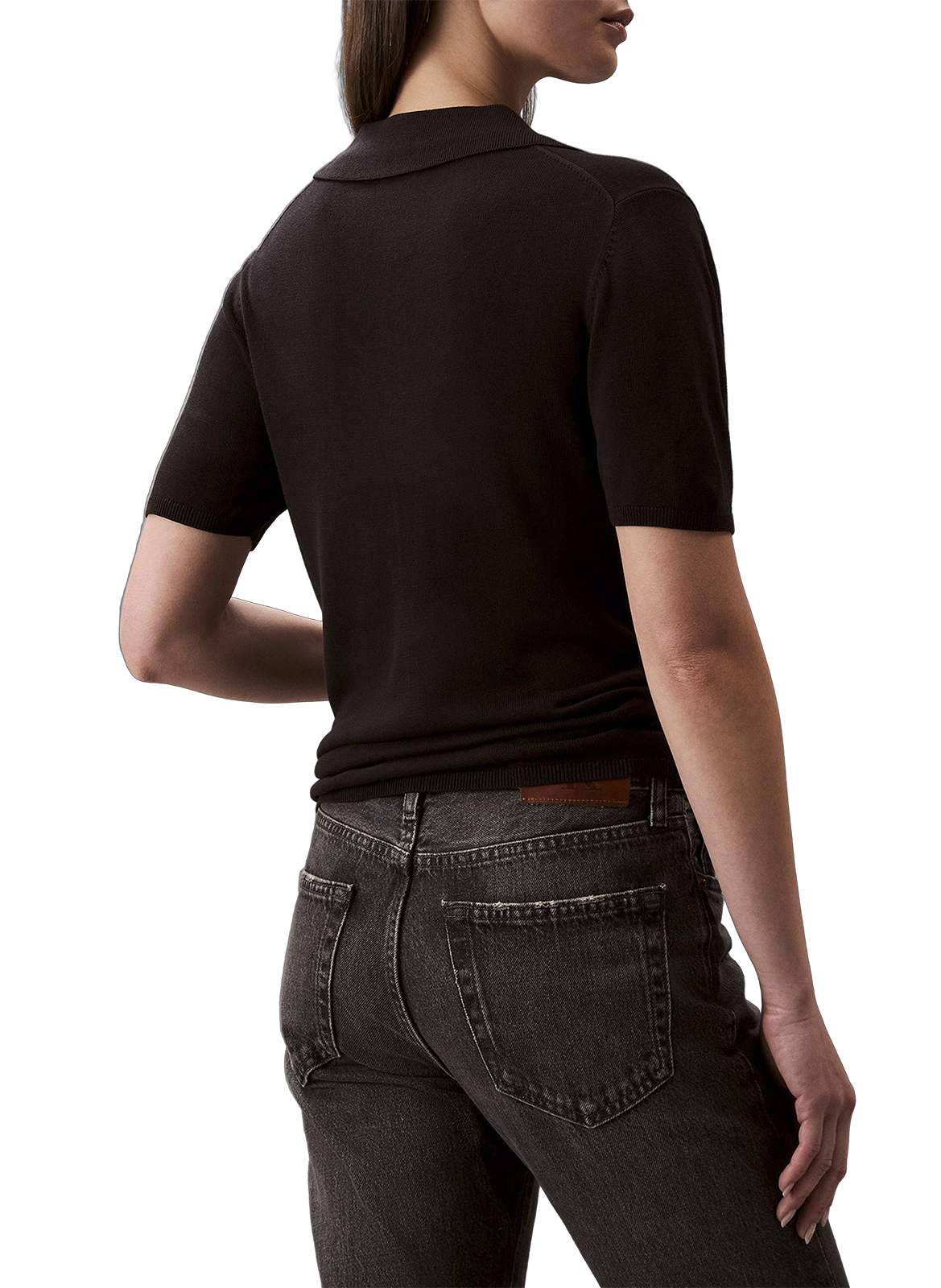 Polo côtelé à manches courtes CALVIN KLEIN Noir