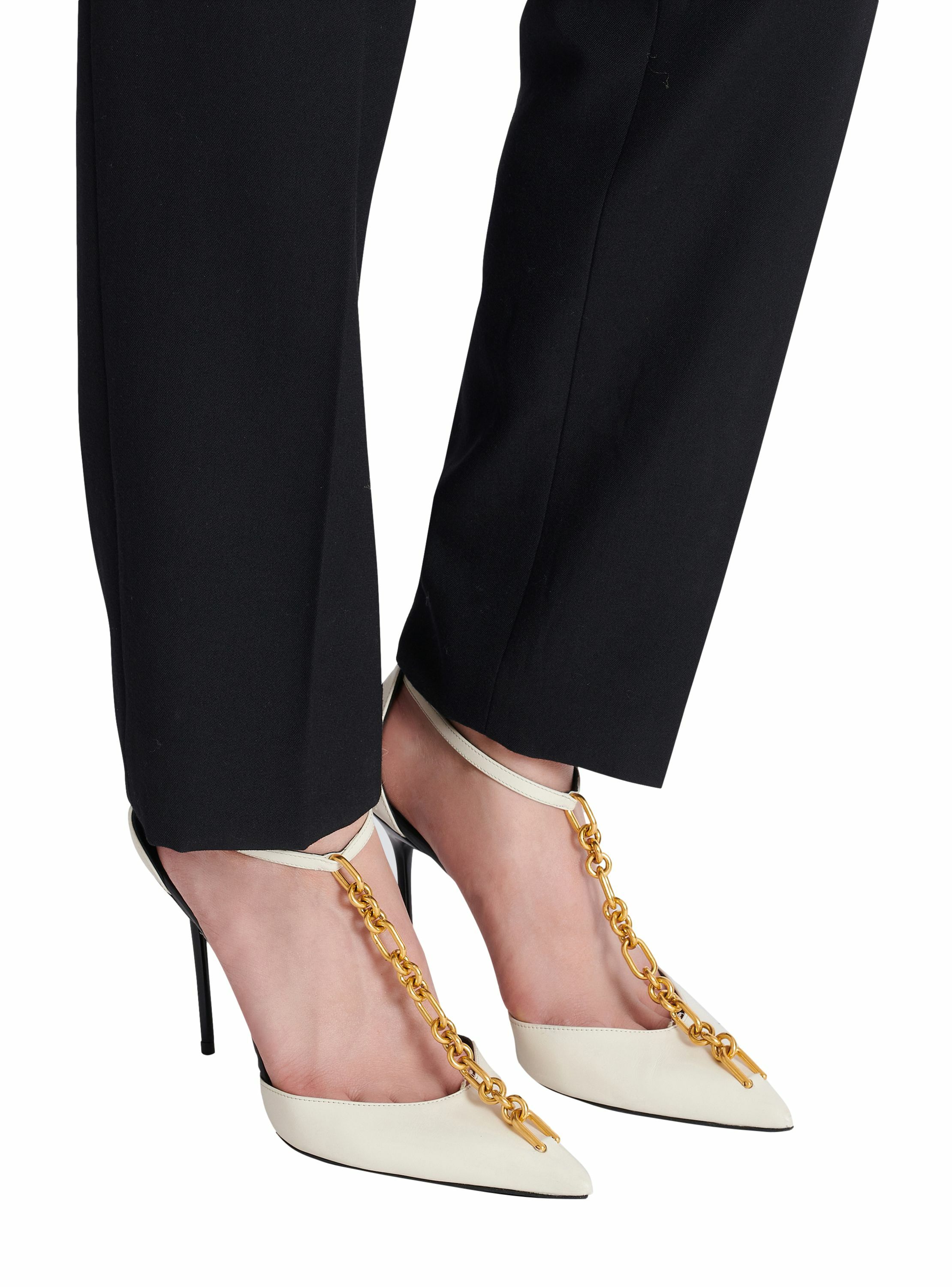 Escarpins sync en cuir à bout pointu BALMAIN Beige