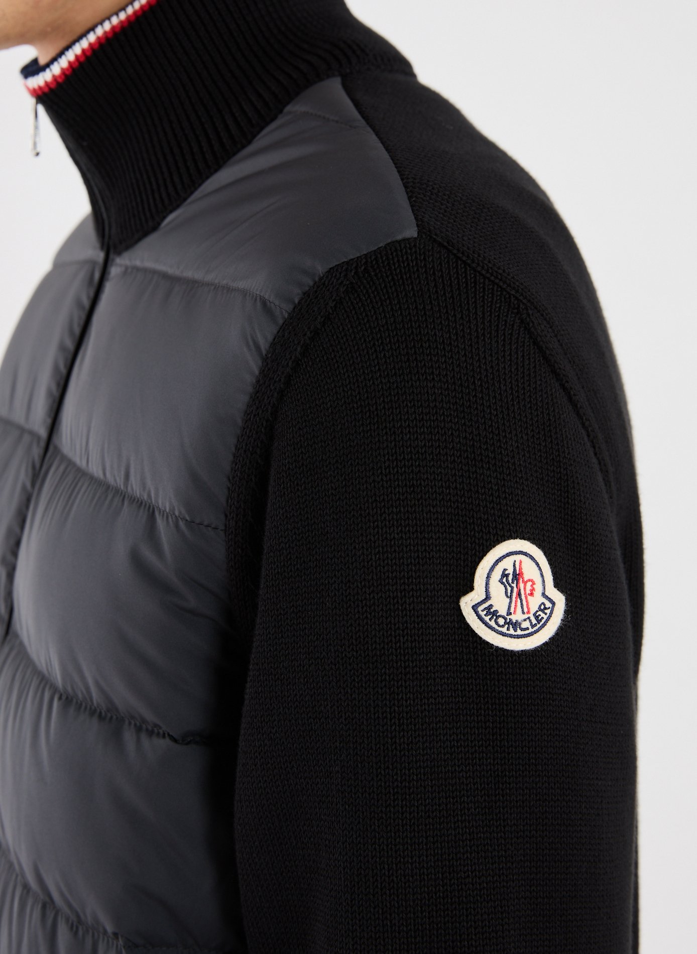 Quilted cotton zip-up cardigan MONCLER Black