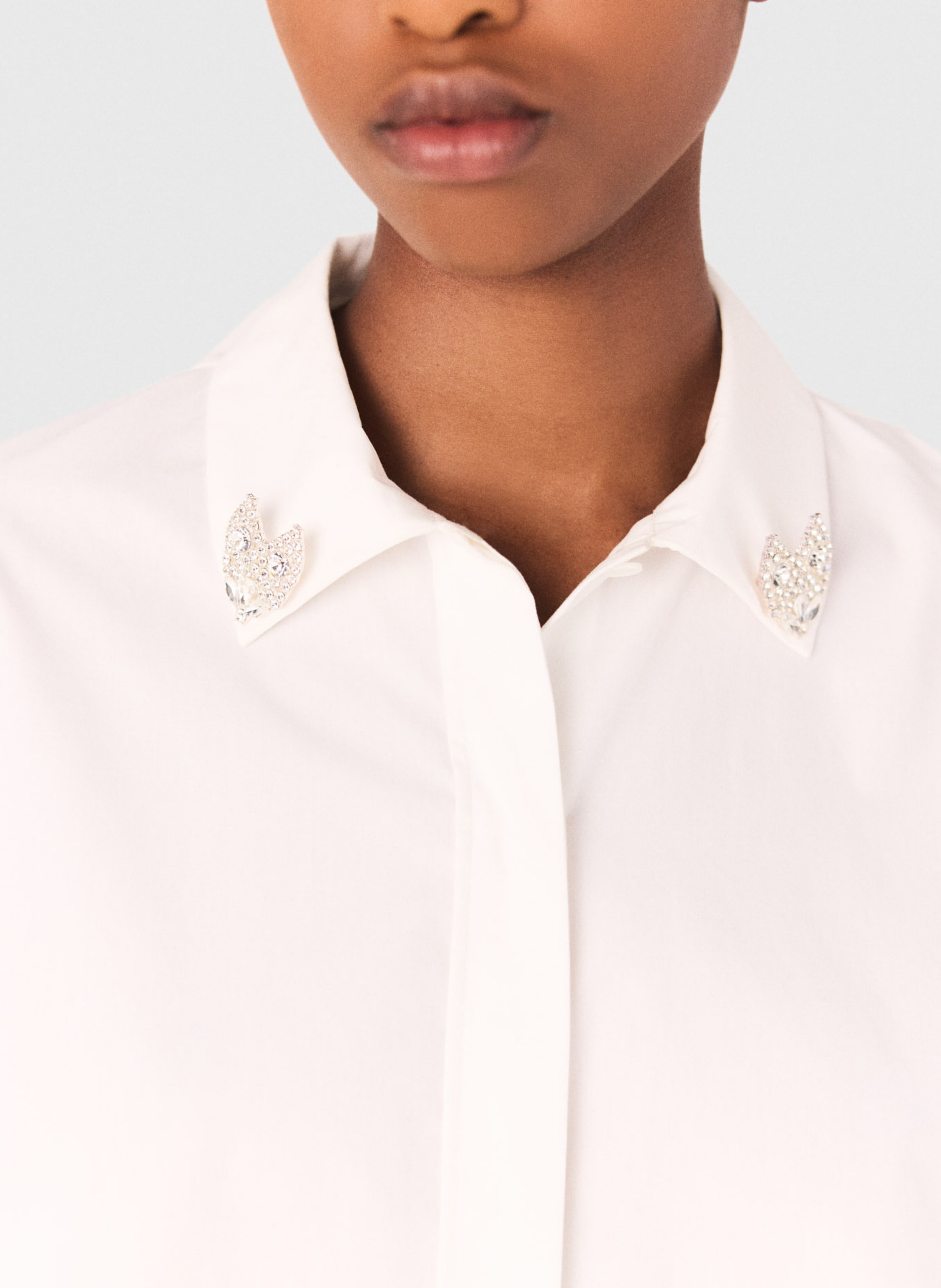 Chemise col classique en coton MAJE Blanc