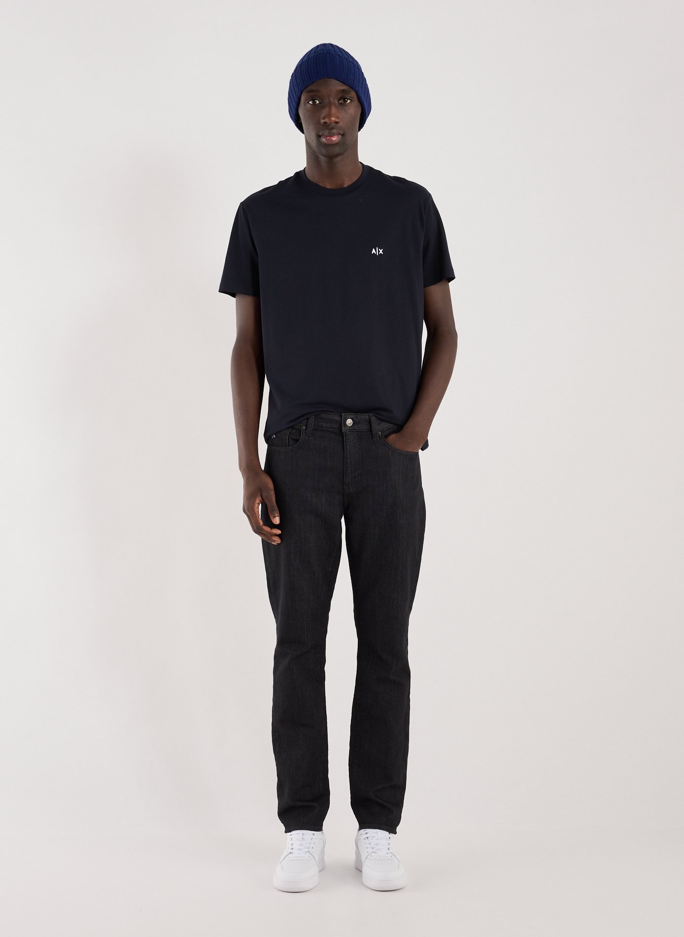 Straight-fit cotton T-shirt ARMANI EXCHANGE Blue