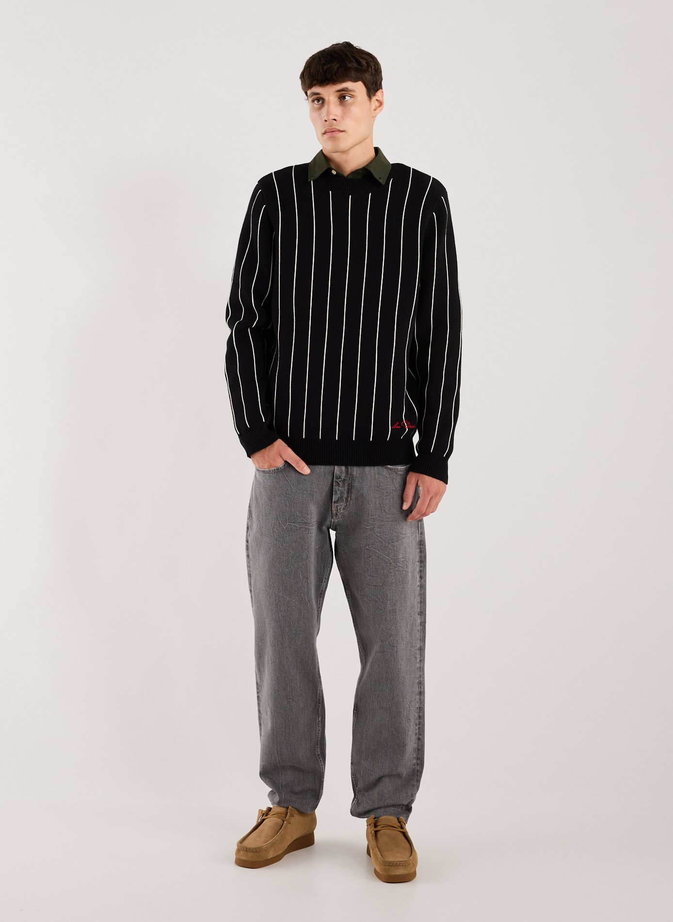 Pull rayé en coton LES DEUX Noir