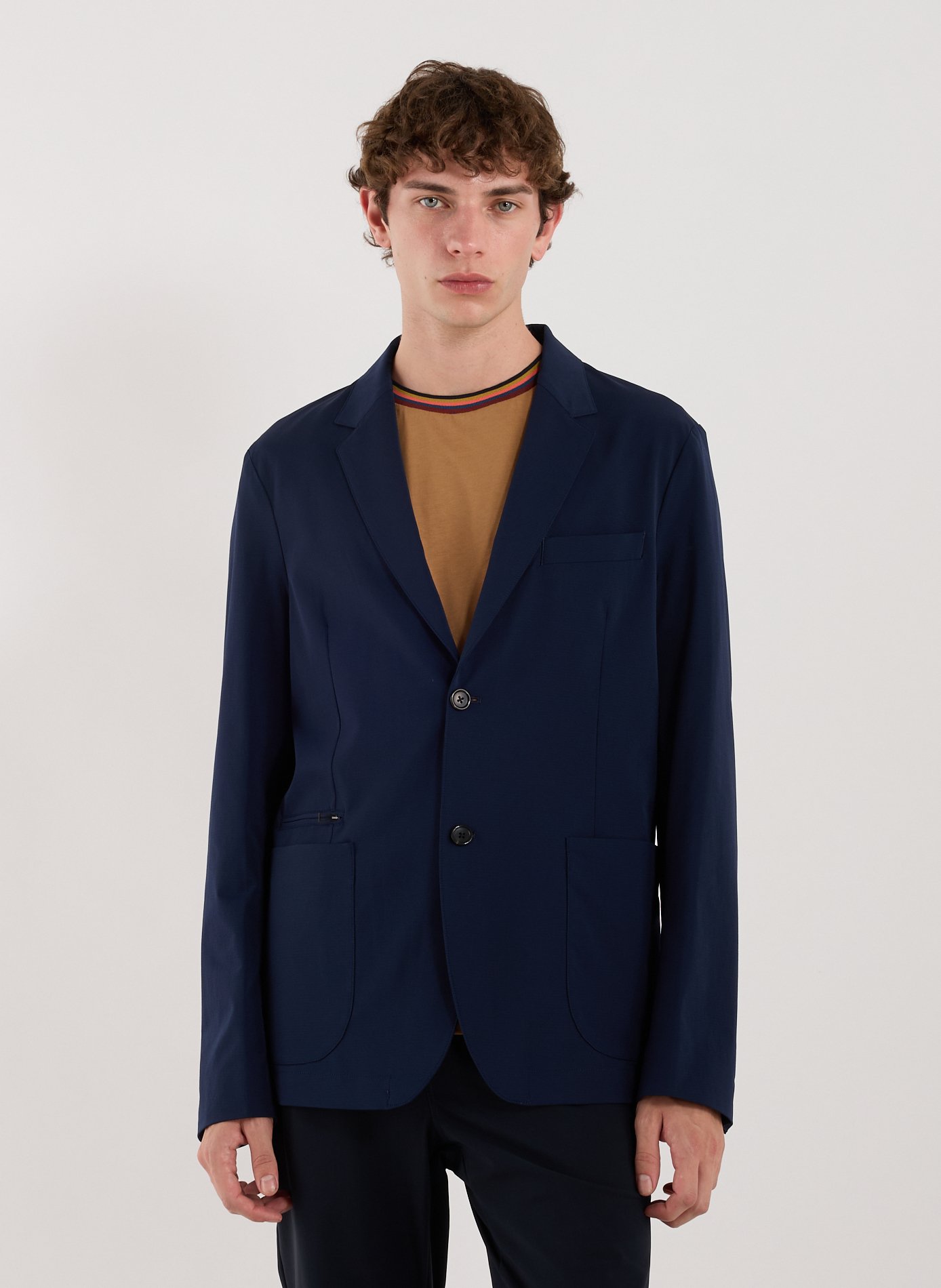 PAUL SMITH Blazer droit col tailleur Bleu