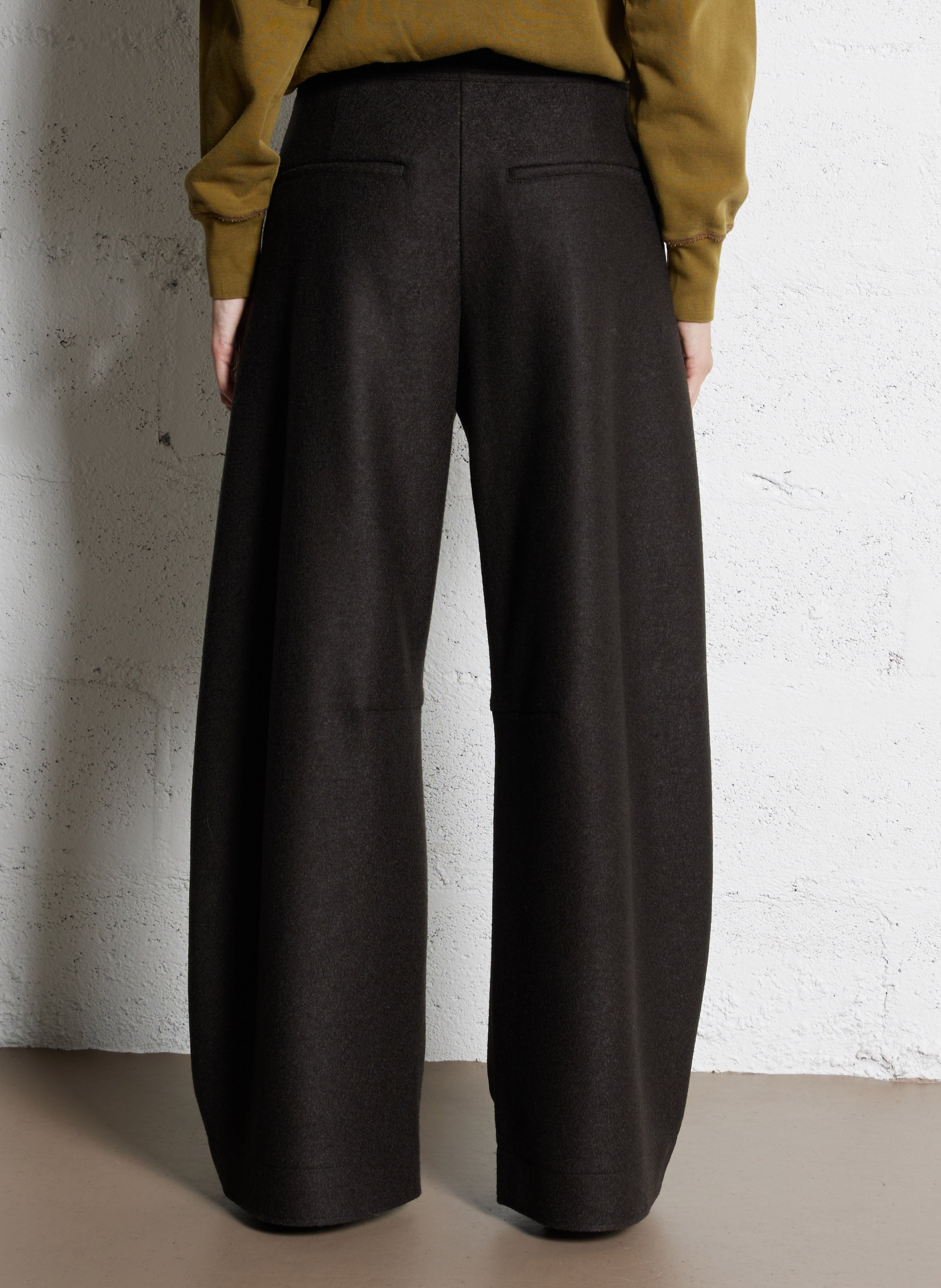 Pantalon large uni en laine Gibson SOEUR Vert