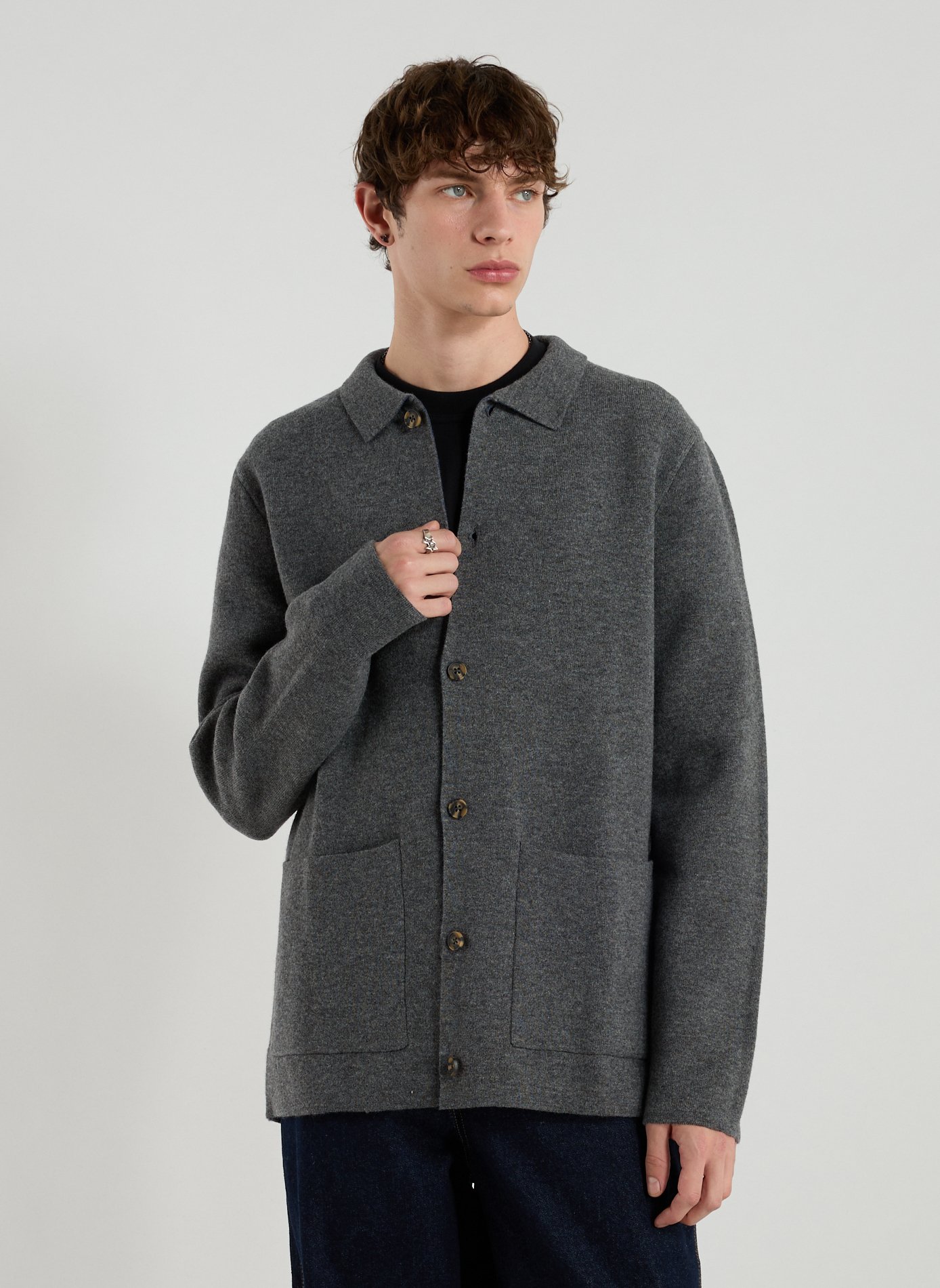 ECOALF Moroto buttoned cardigan in blended wool Grey