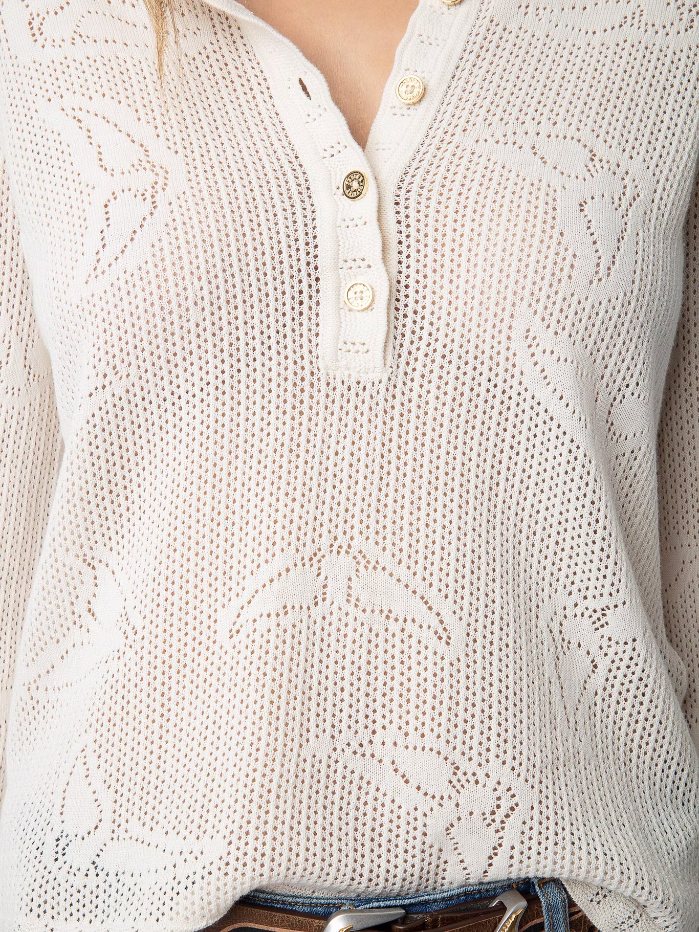 Pull en maille pointelle de coton bio salmyr ZADIG&VOLTAIRE Blanc