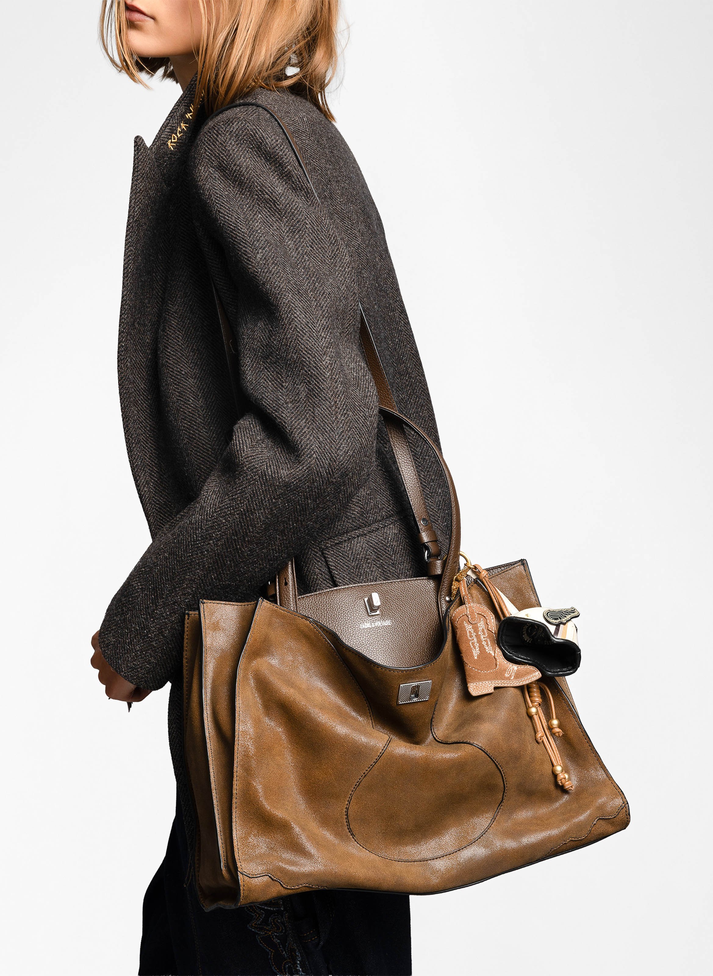 Sac cabas rectangle en cuir suédé jack ZADIG&VOLTAIRE Marron