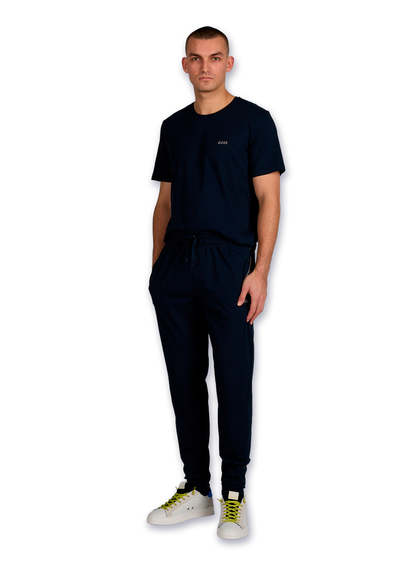 Plain round neck t-shirt in blended cotton BOSS Blue