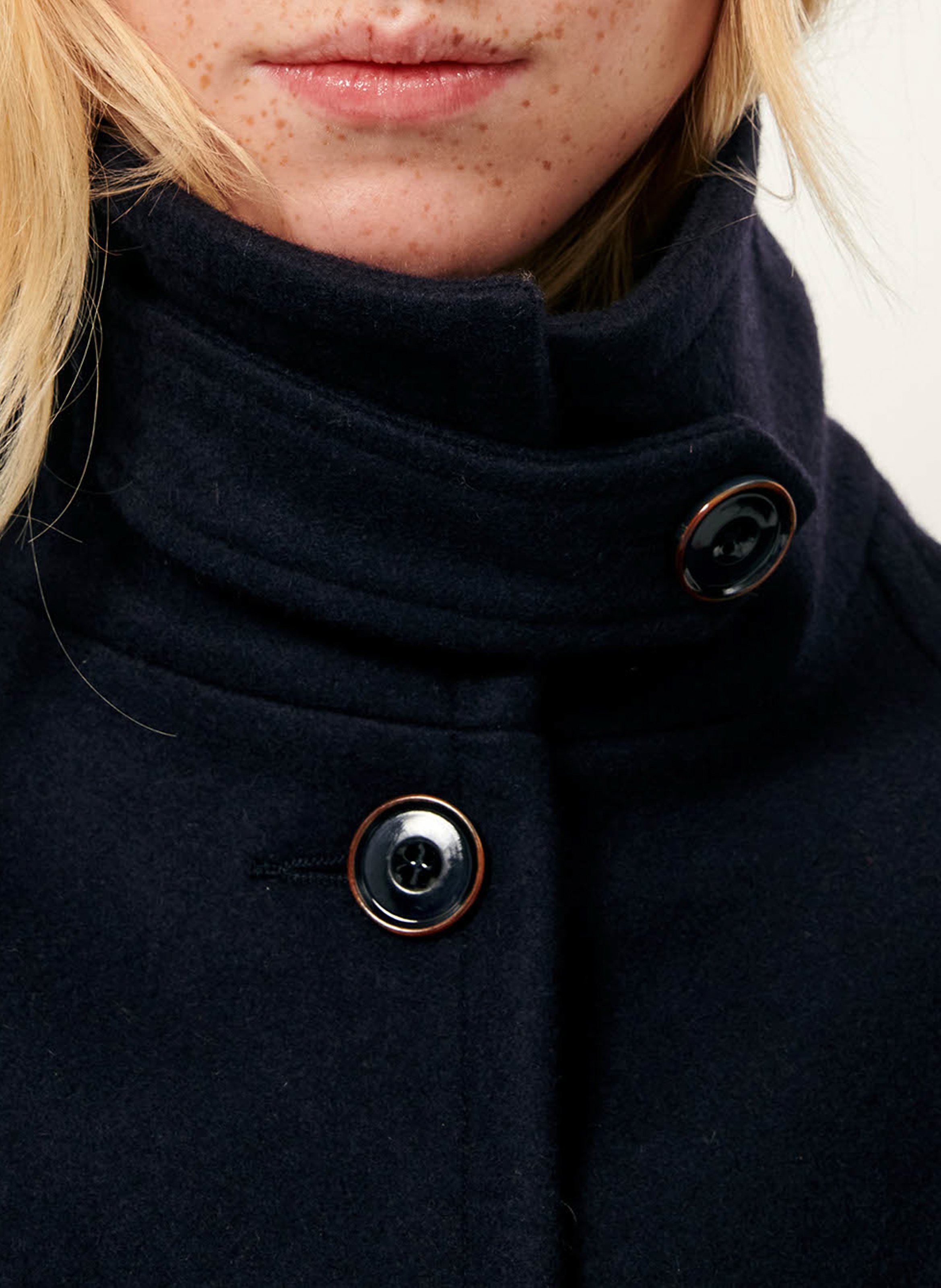 Manteau court col montant en laine mélangée lee wooly SESSUN Bleu