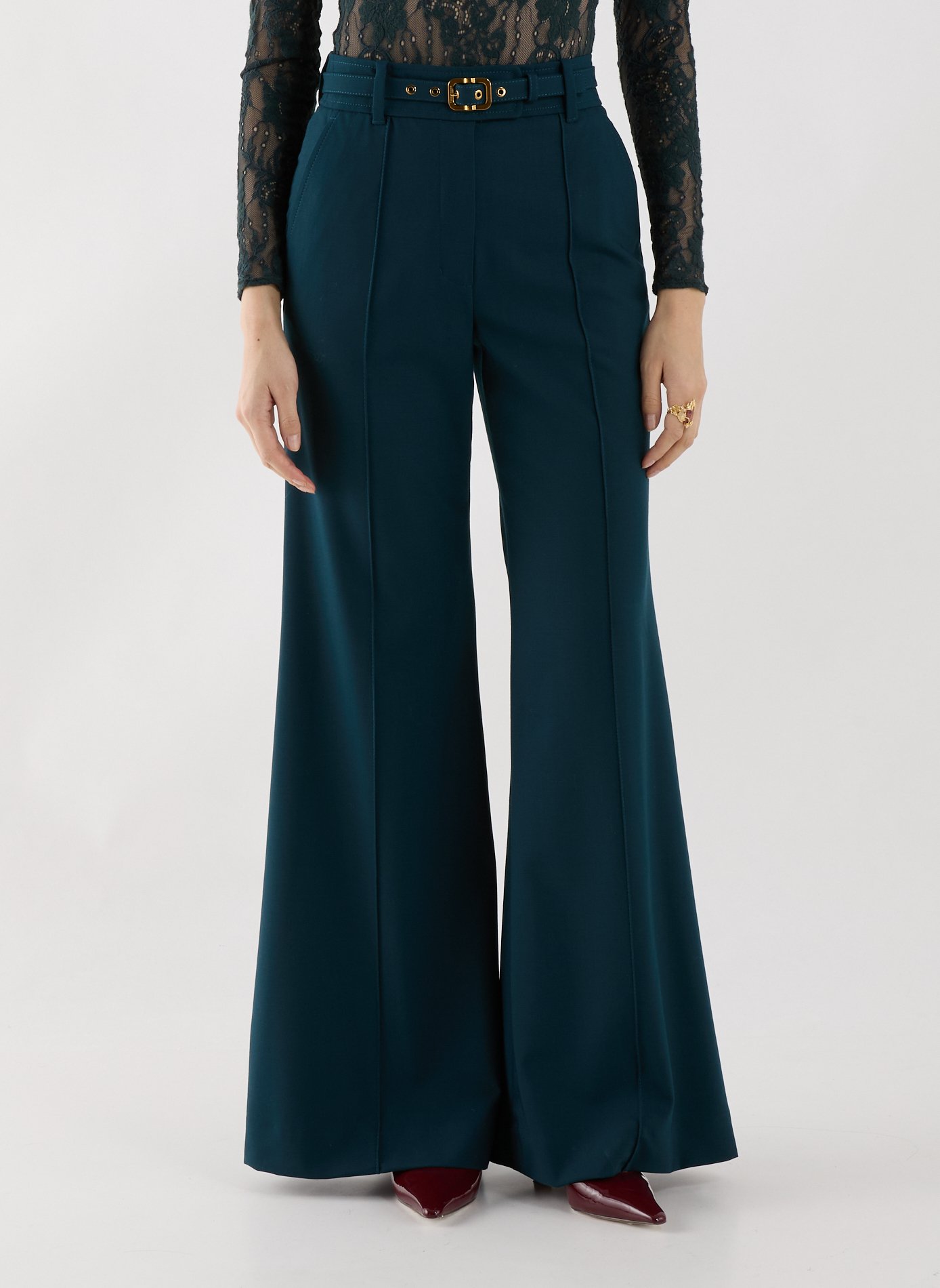 Rebellion Tailored Flare wool blend flare pants ZIMMERMANN Green