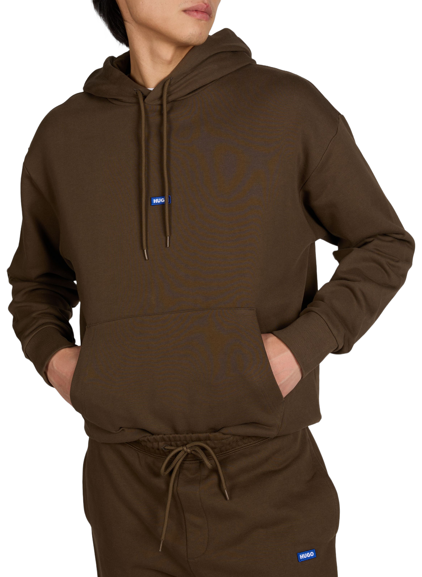Oversized cotton hoodie HUGO BLUE Brown
