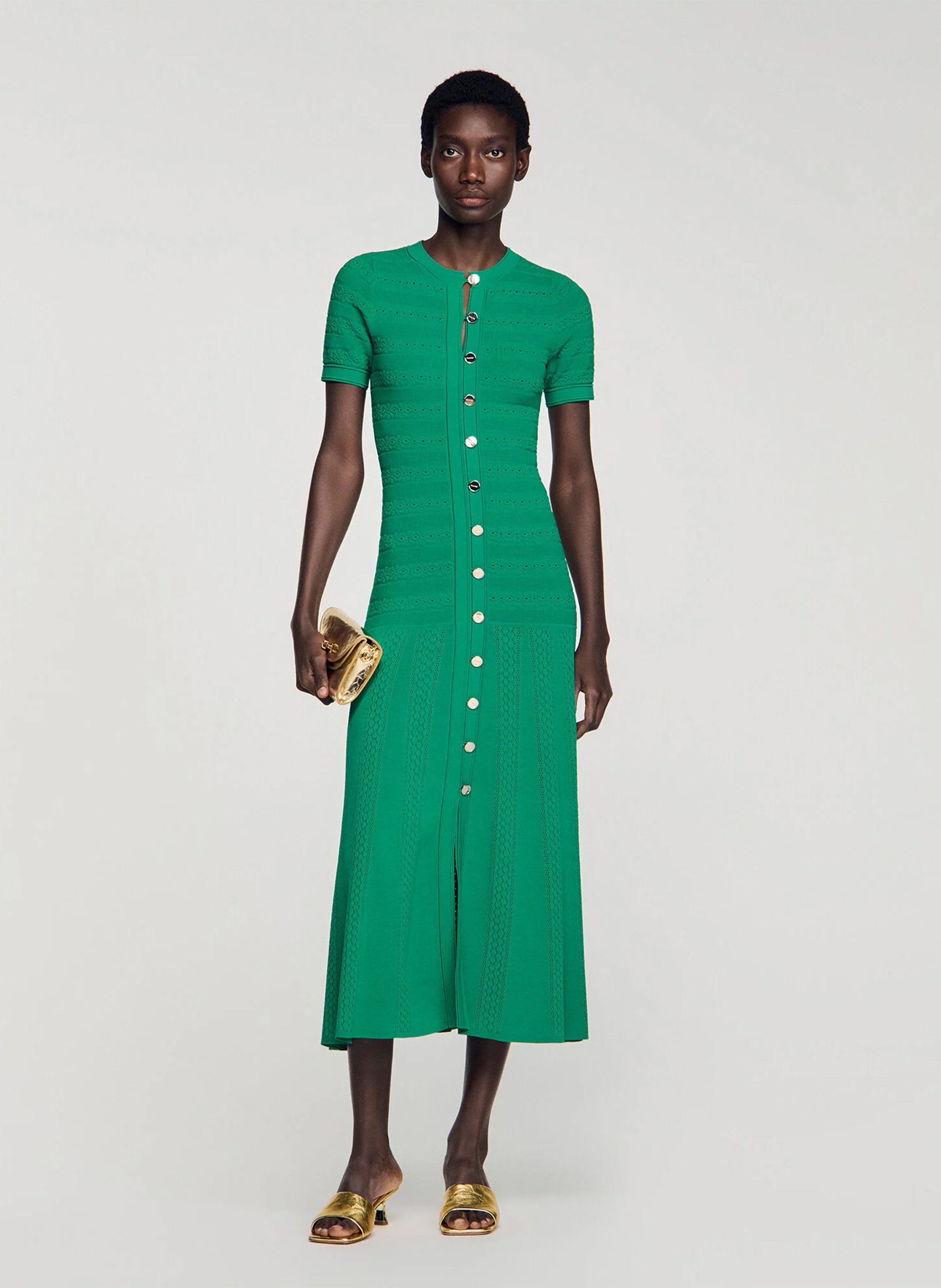 Robe longue col rond SANDRO Vert