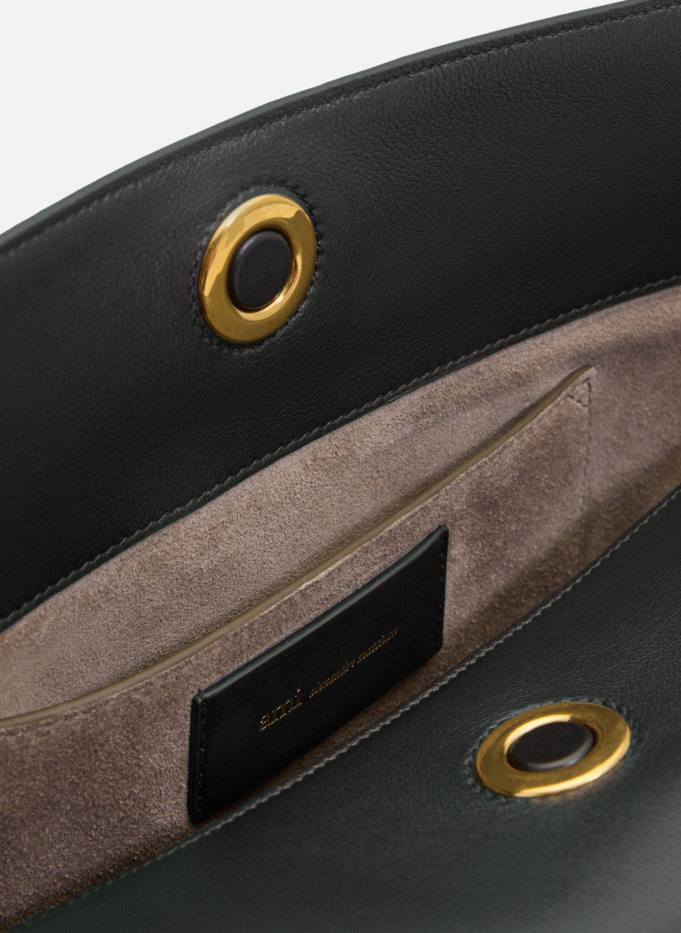 Sac Carrousel Moyen En Cuir Lisse unisexe AMI PARIS Noir