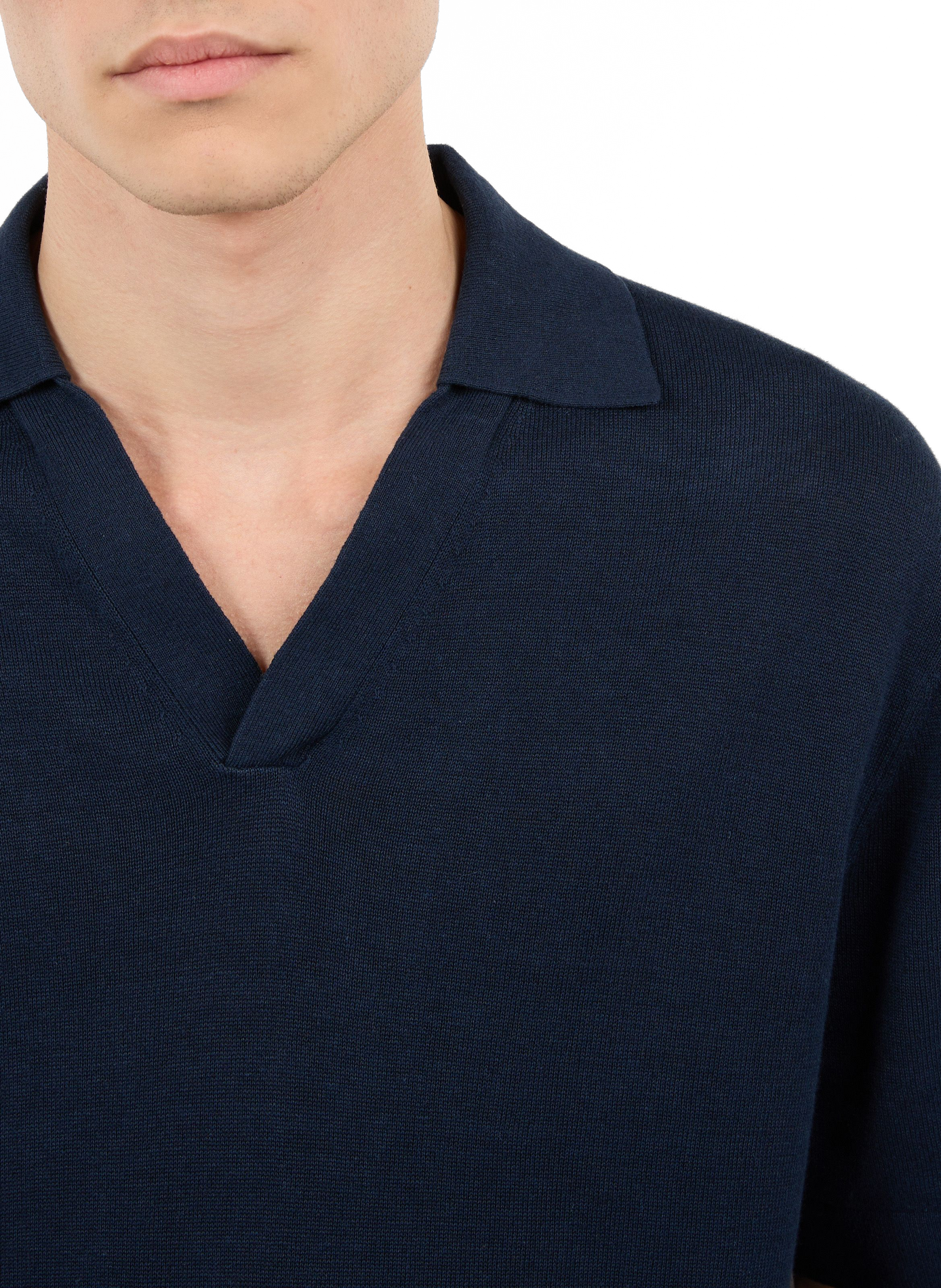 Polo Holl à manches courtes en lin et coton SAISON 1865 Bleu