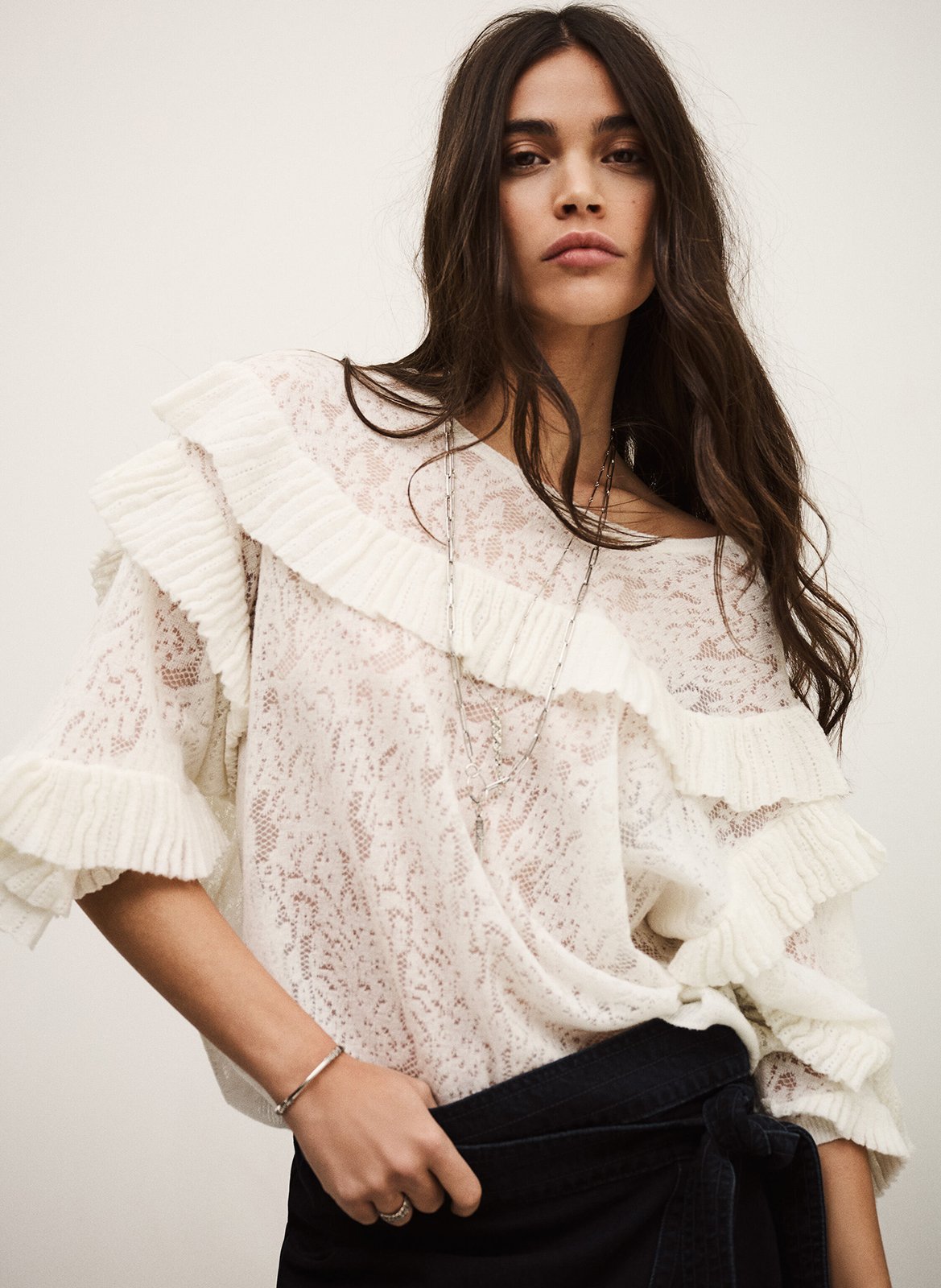 Pull ample à volants lucas BA&SH Beige