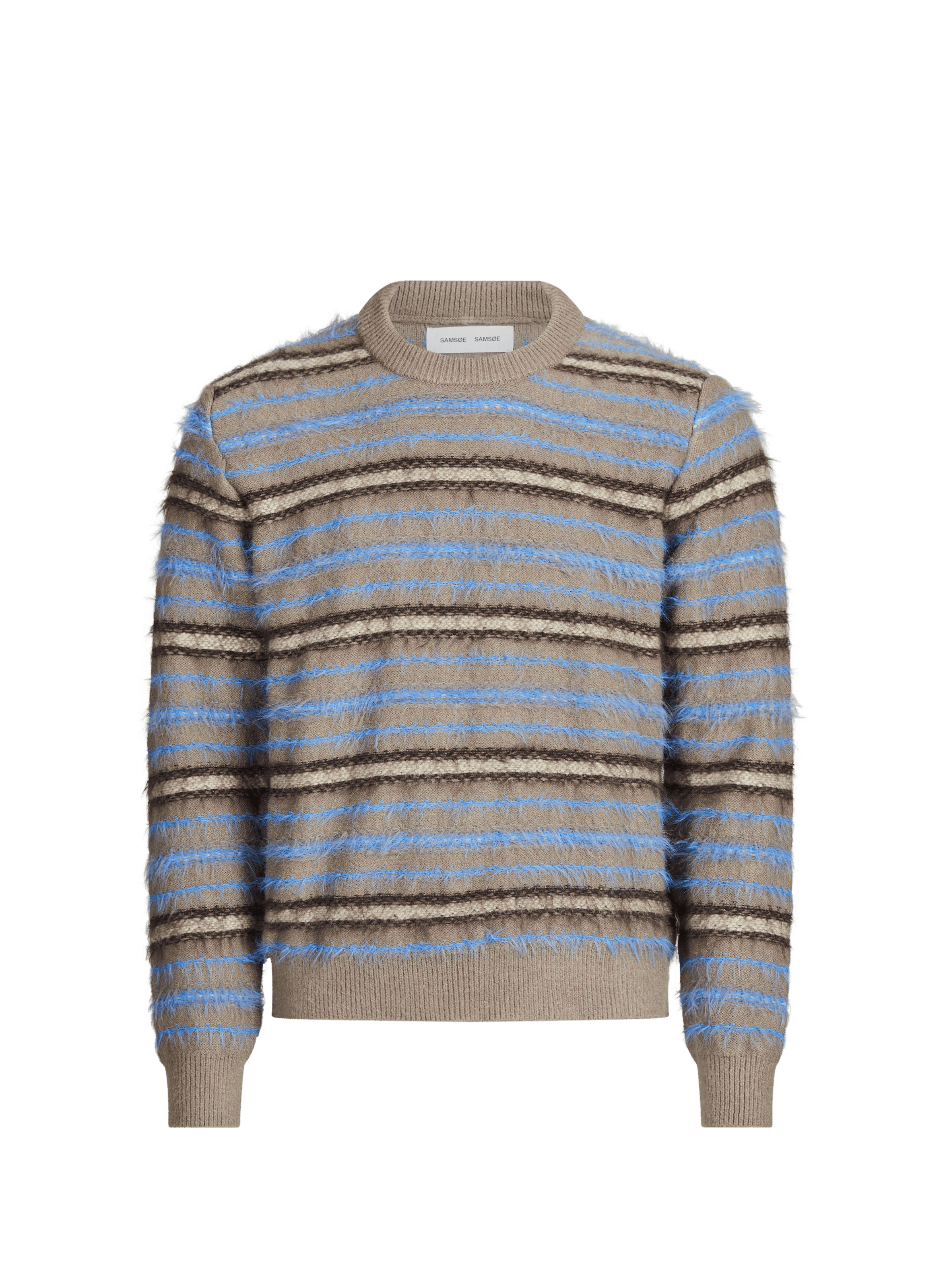 Pull col rond à rayures  SAMSOE SAMSOE Beige