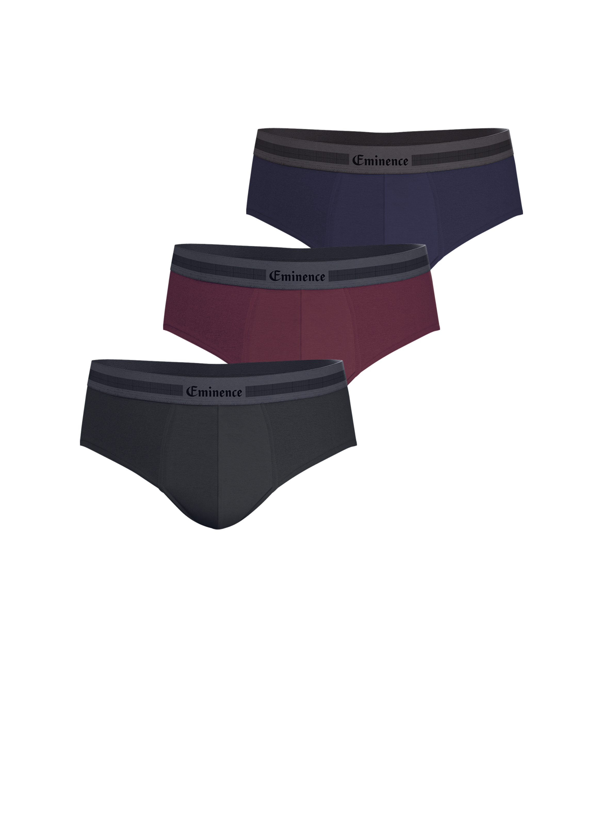 Lot de 3 slips unis en coton mélangé EMINENCE Multicolore