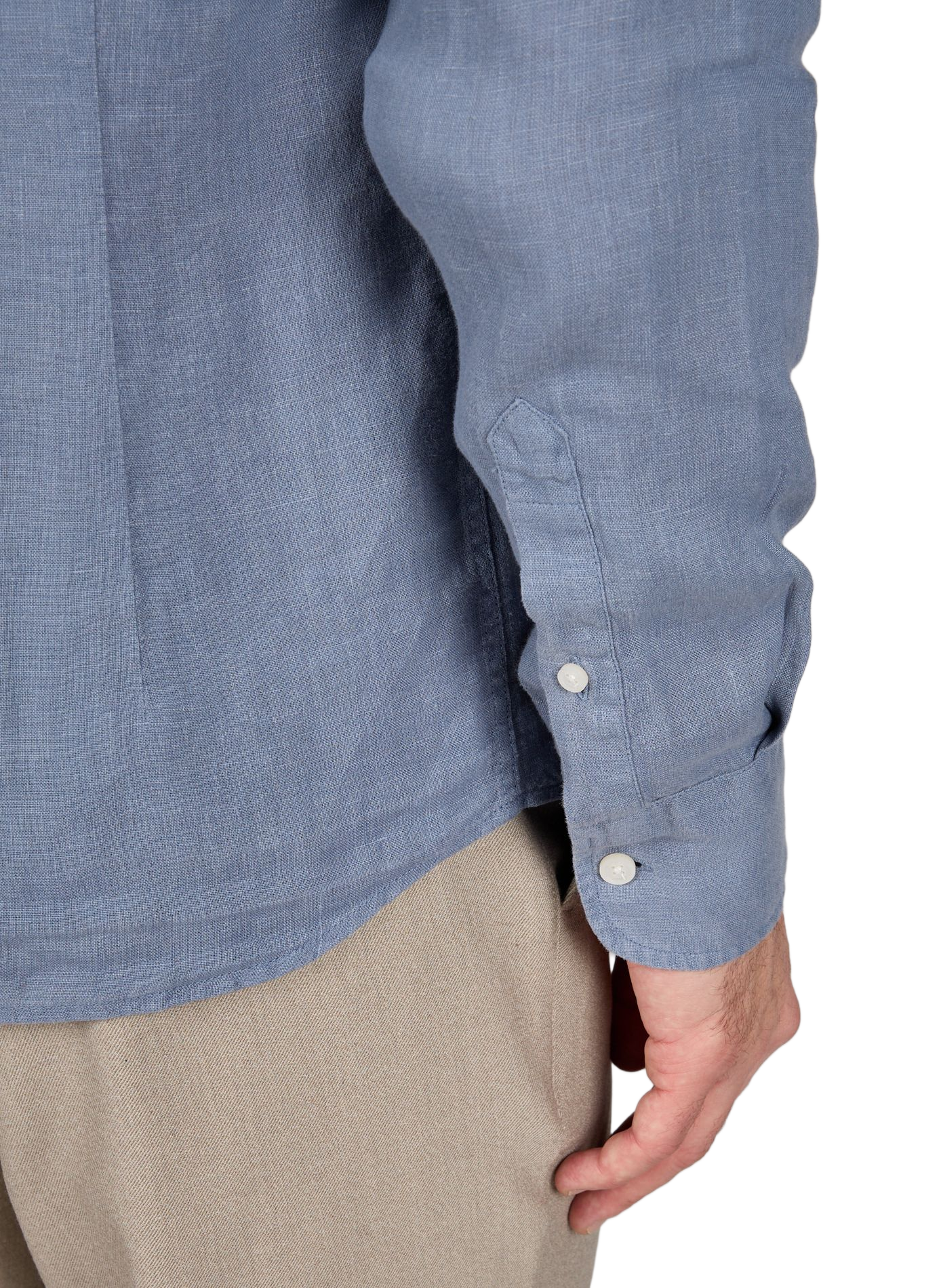 Straight linen shirt with American collar HACKETT Blue