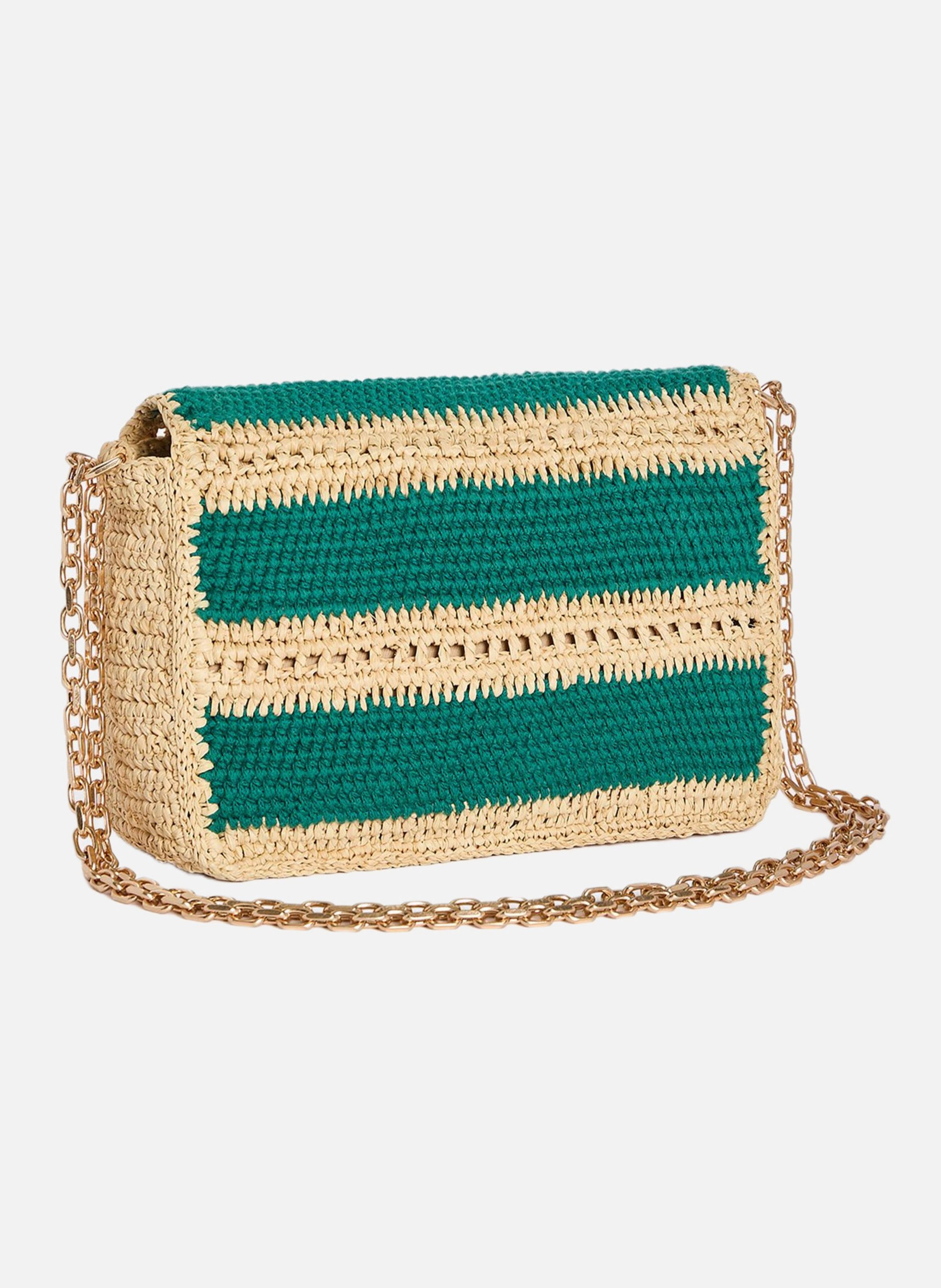 Moyen sac moon en raphia et coton VANESSA BRUNO Vert