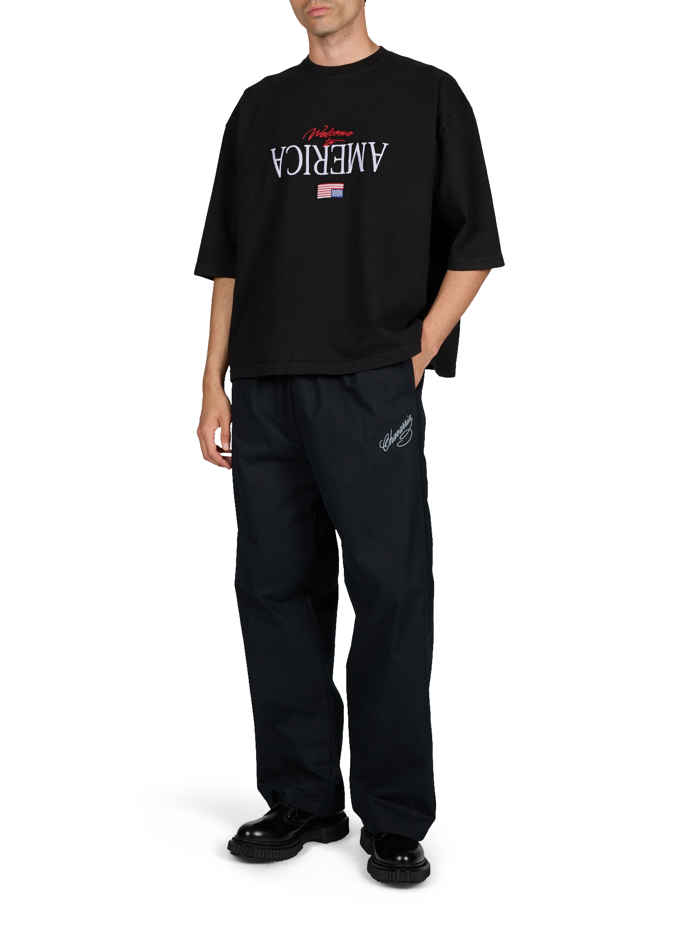 Pantalon Ruff Rider en coton WILLY CHAVARRIA Noir