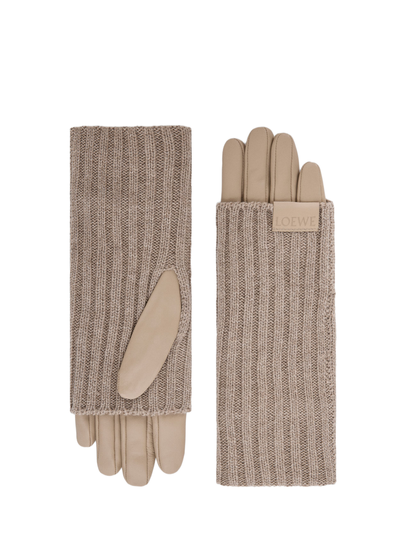 Gants en cachemire et cuir d'agneau nappa LOEWE Beige