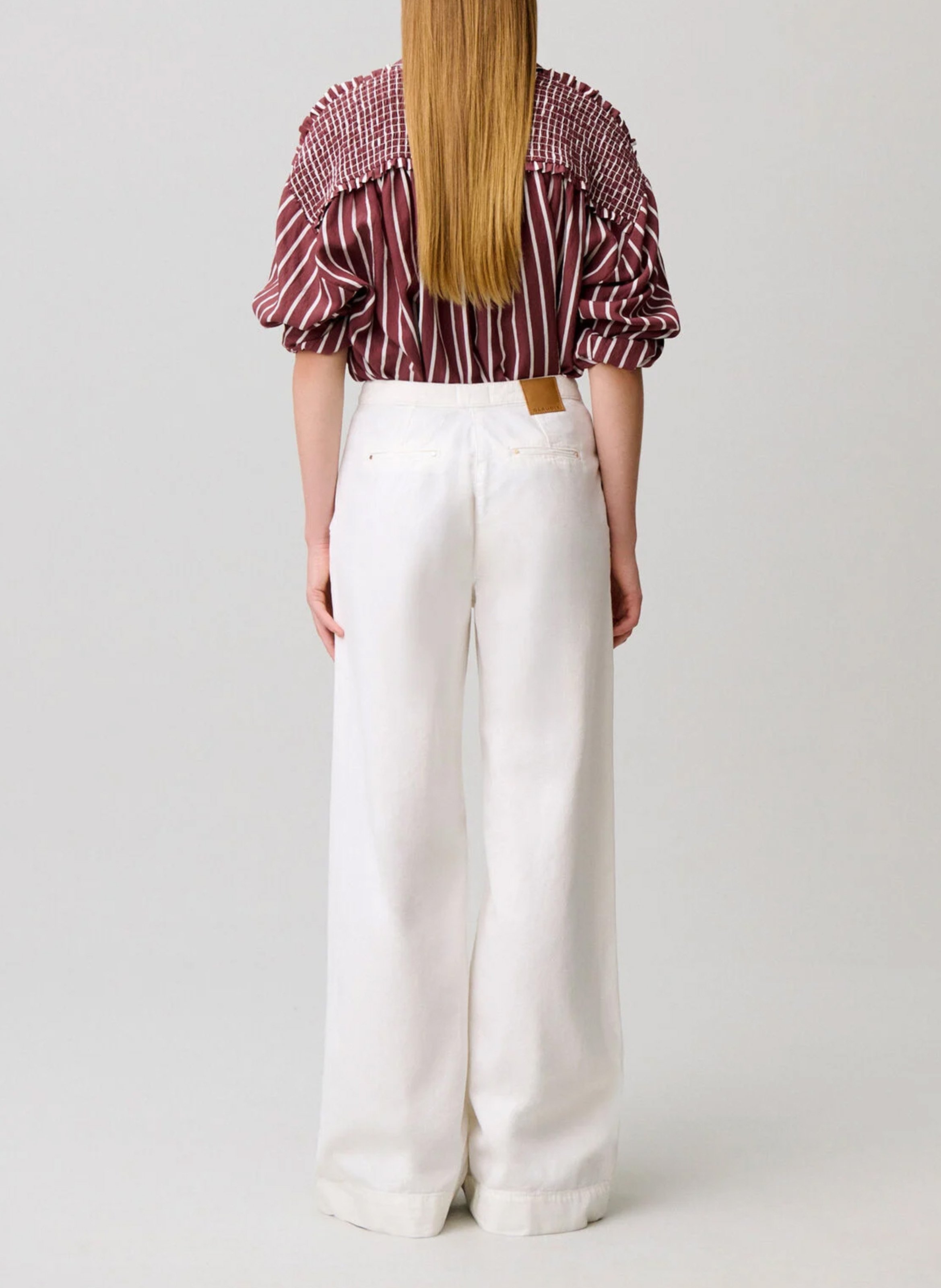 Pantalon large à pont en denim CLAUDIE PIERLOT Beige