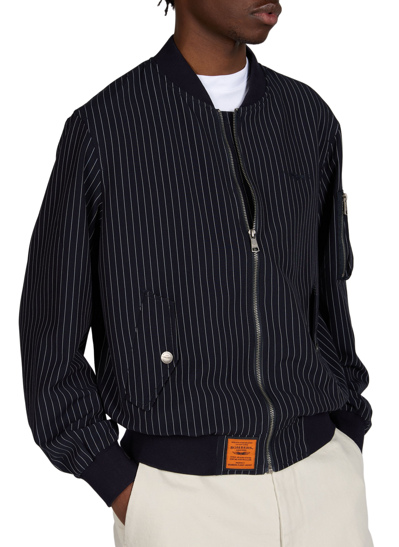 Canlow Striped Bomber Jacket BOMBERS ORIGINAL Blue