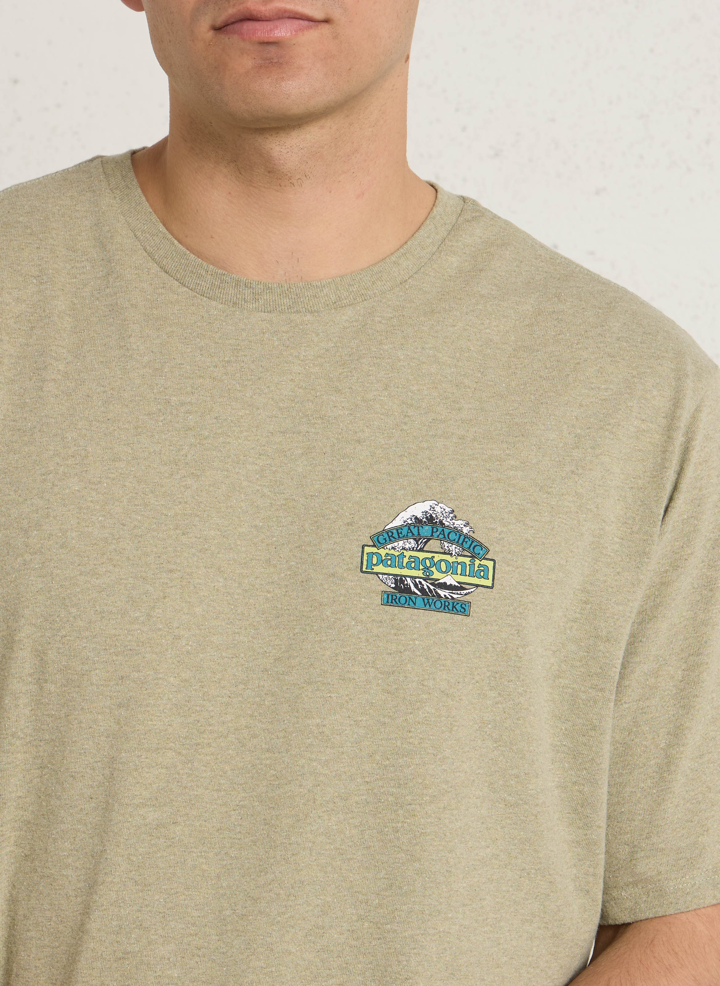 Straight round-neck t-shirt in blended recycled cotton PATAGONIA Beige