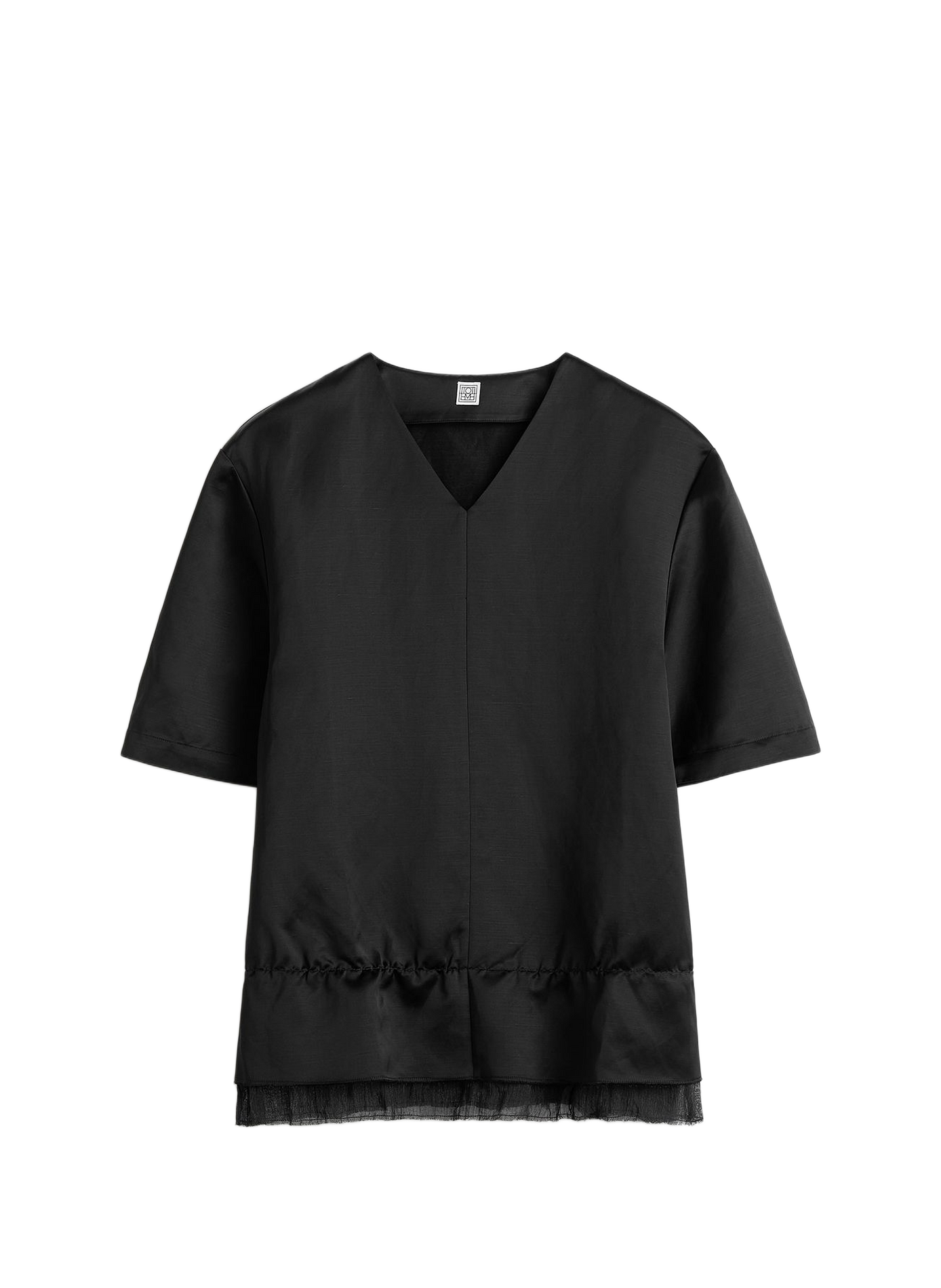 Kurzarm Satin Top mit V-Ausschnitt TOTEME Schwarz