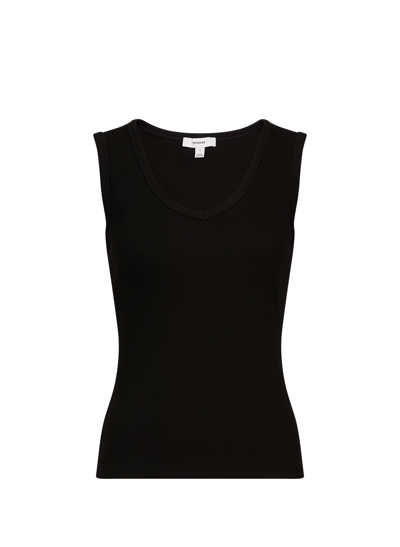 Top Rachel con scollo a V in misto cotone TOPSHOP Nero