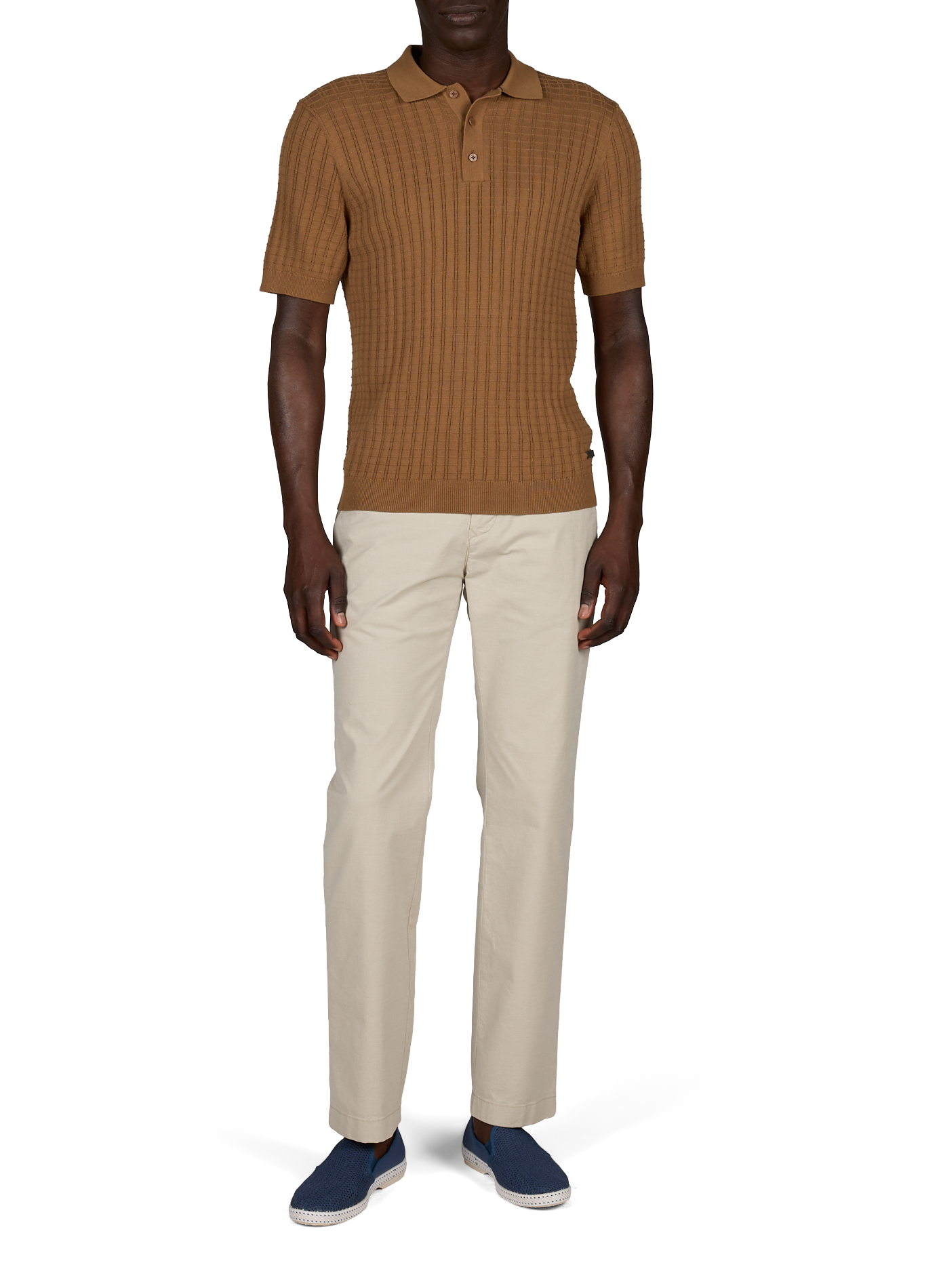 Polo aus strukturiertem Baumwollstrick PIERRE CARDIN Braun