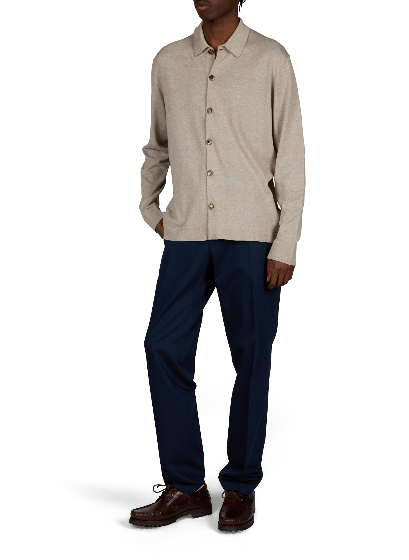 Straight cotton and linen trousers FACONNABLE Blue