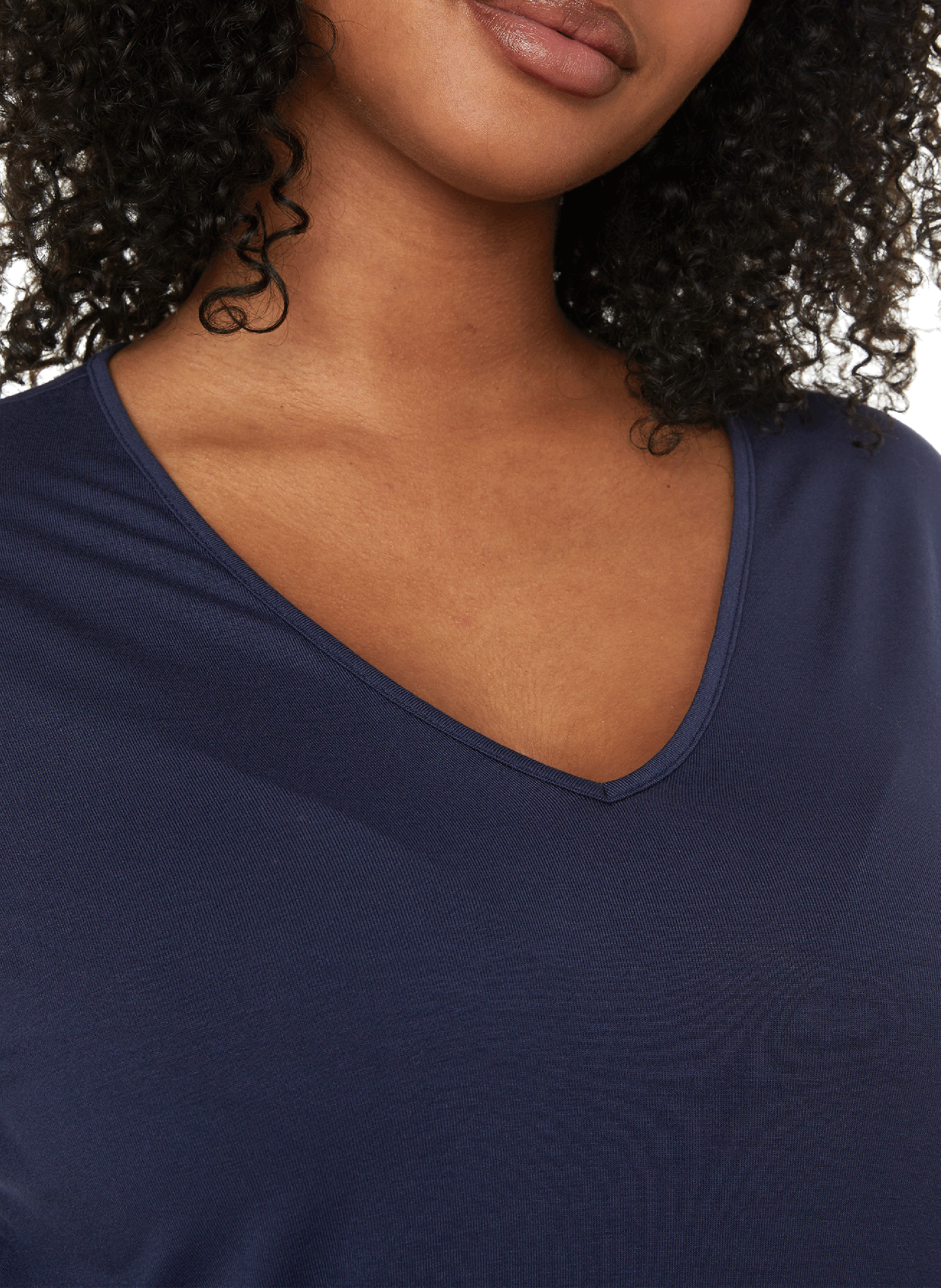Genevette asymmetric V-neck stretch viscose T-shirt UNIVERSAL STANDARD Blue