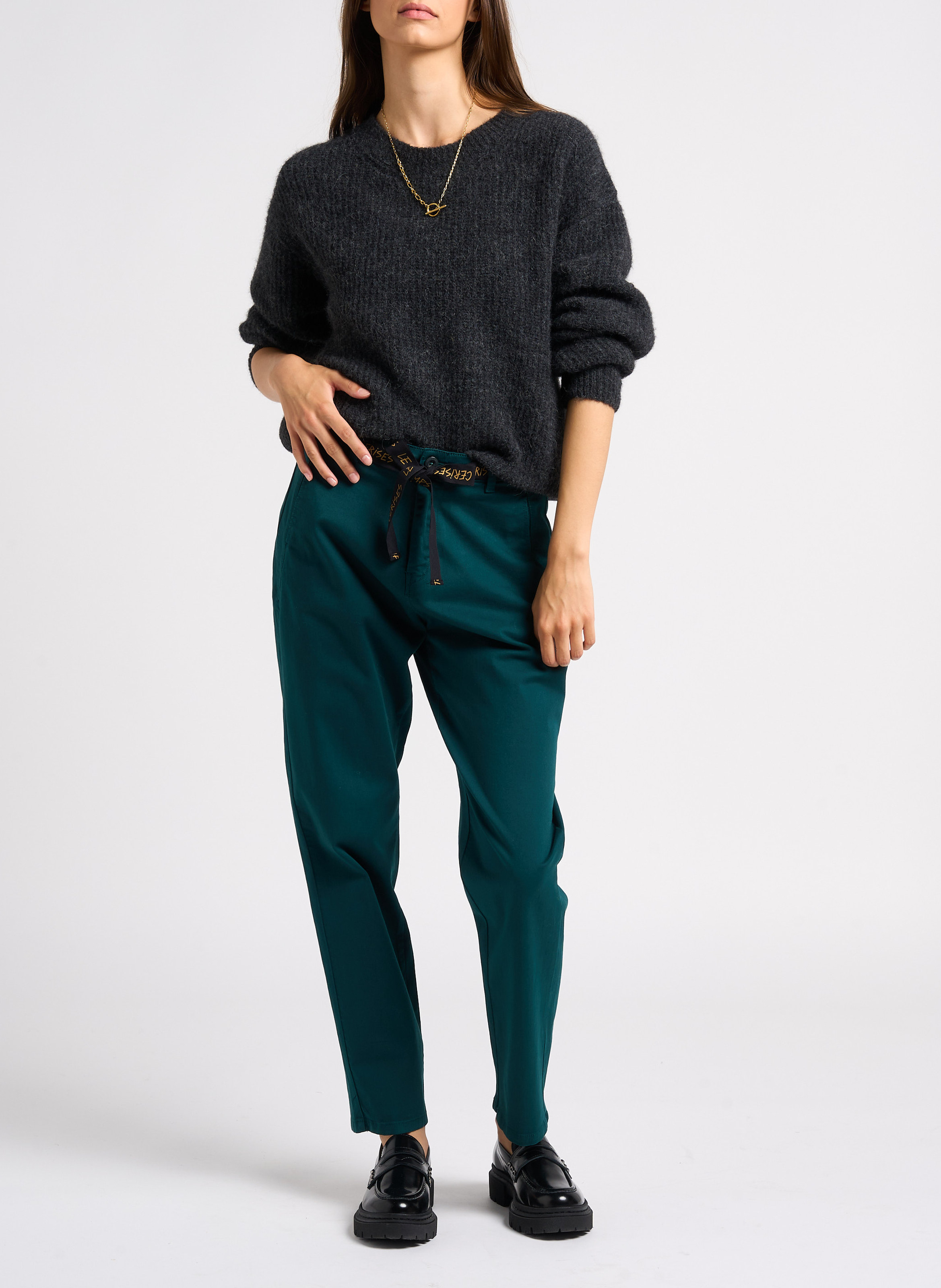Pull col rond uni east AMERICAN VINTAGE Gris