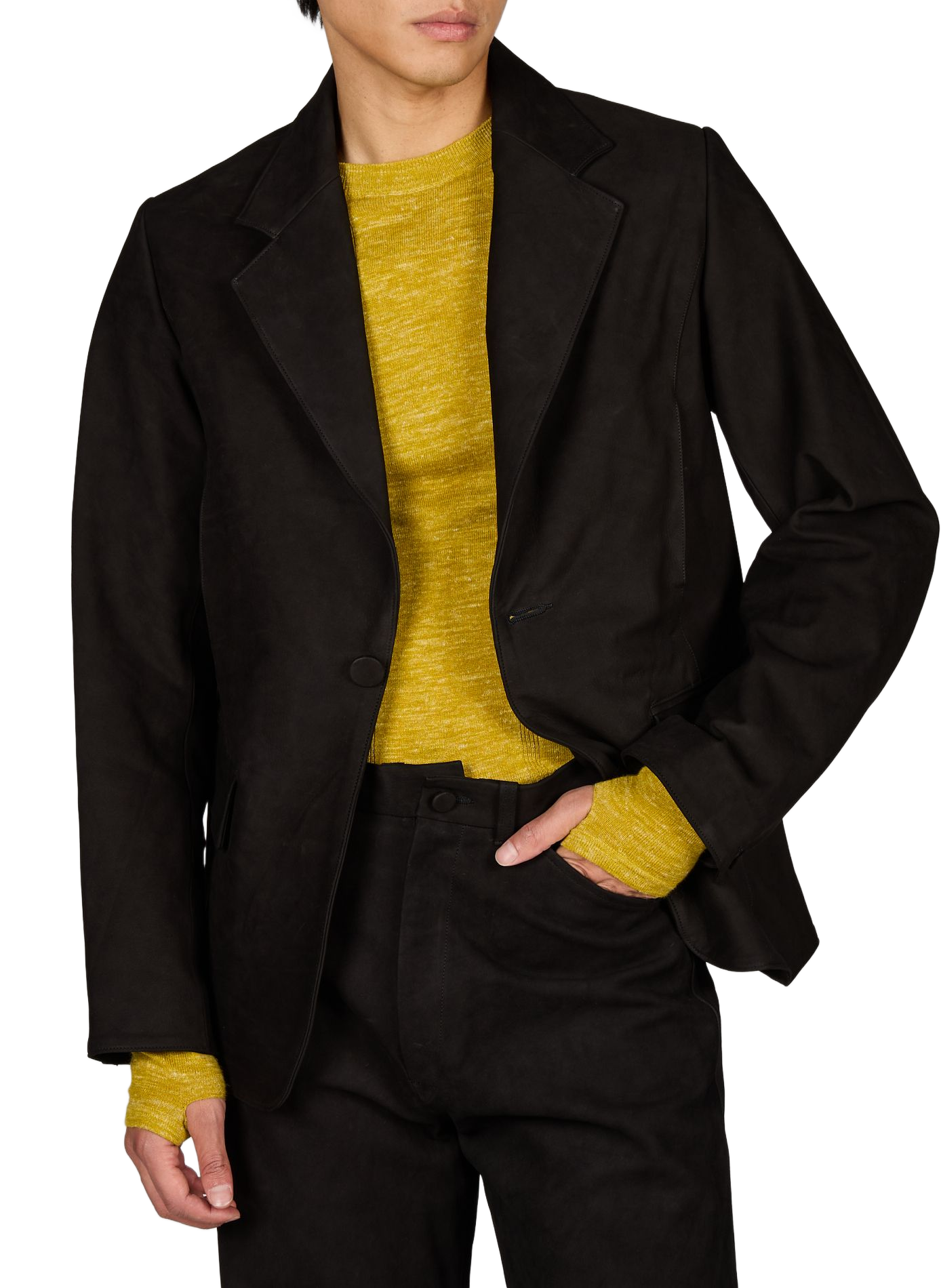 Blazer en cuir OMAR AFRIDI Noir