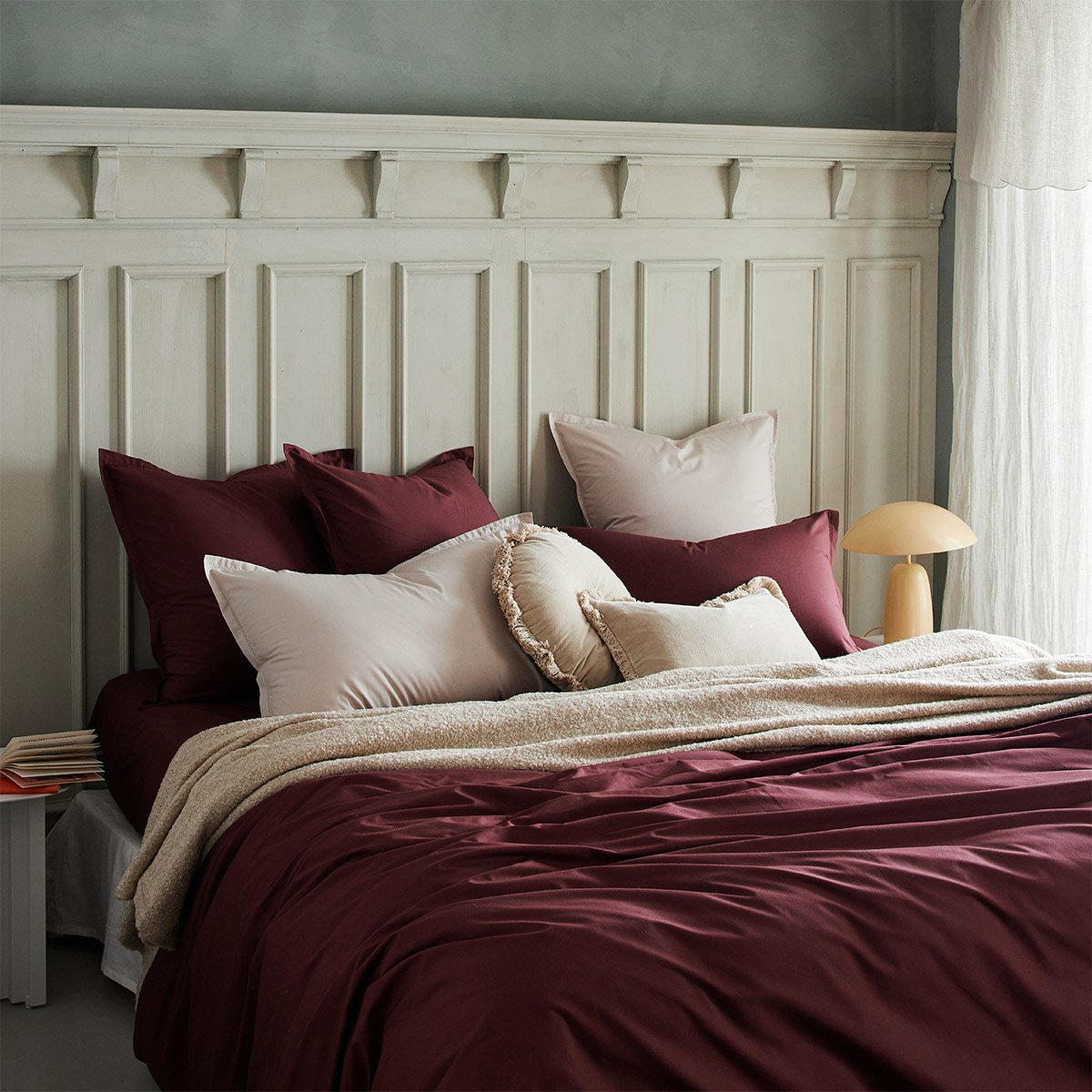 Drap plat en percale de coton, alcove DESFORGES Violet