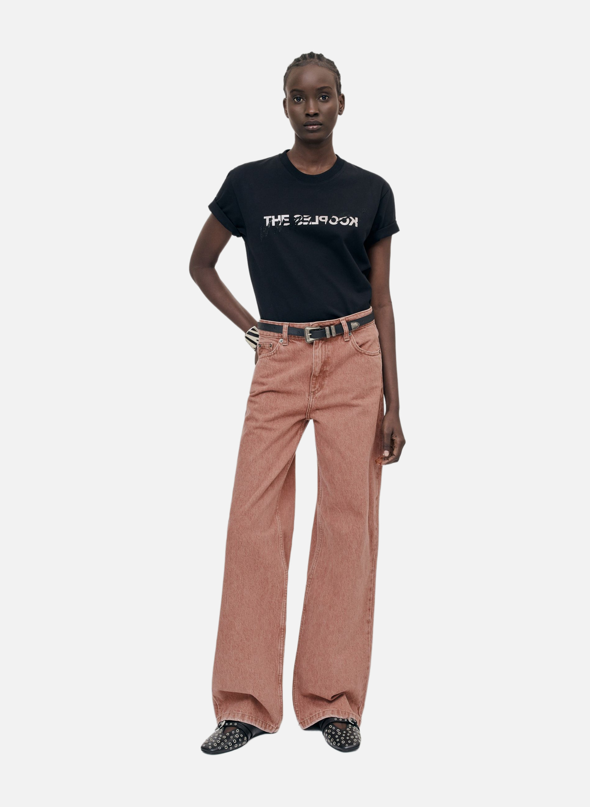 T-shirt en coton what is avec strass THE KOOPLES Noir