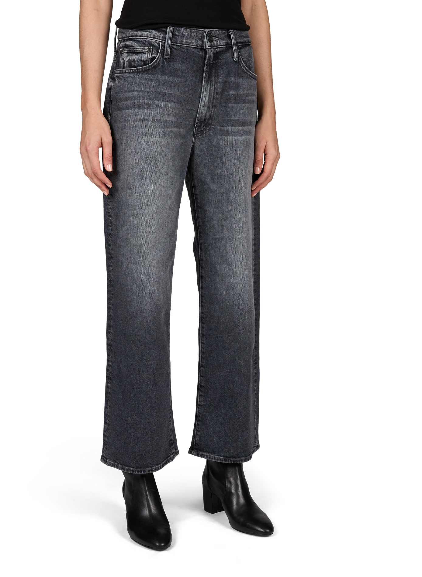 Straight leg jeans The Dodger Flood in cotton MOTHER Grey