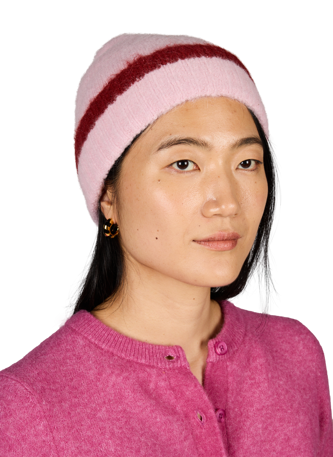Gestreifter Alpakamütze SAMSOE SAMSOE Rosa