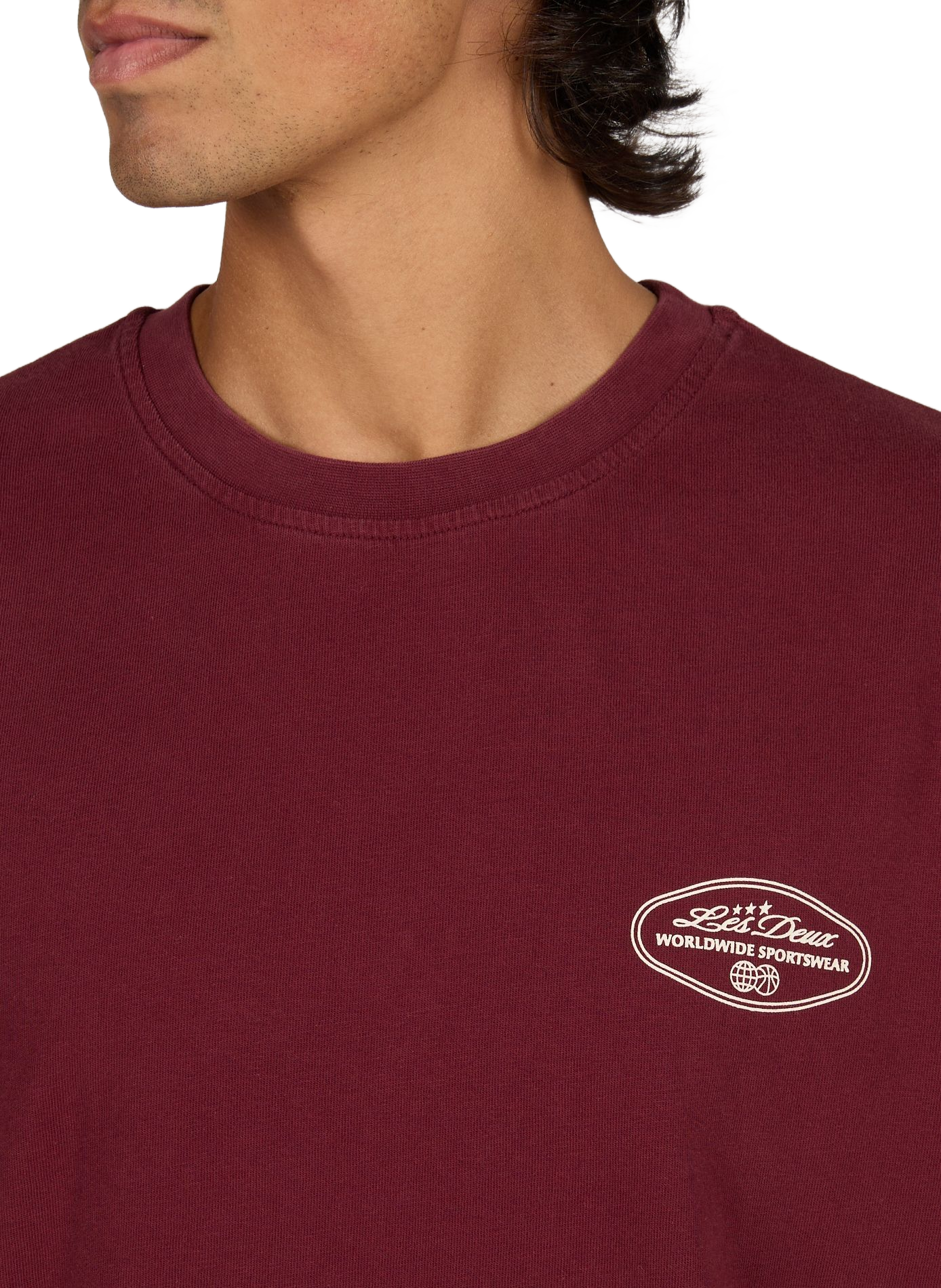 Straight round neck printed t-shirt LES DEUX Red
