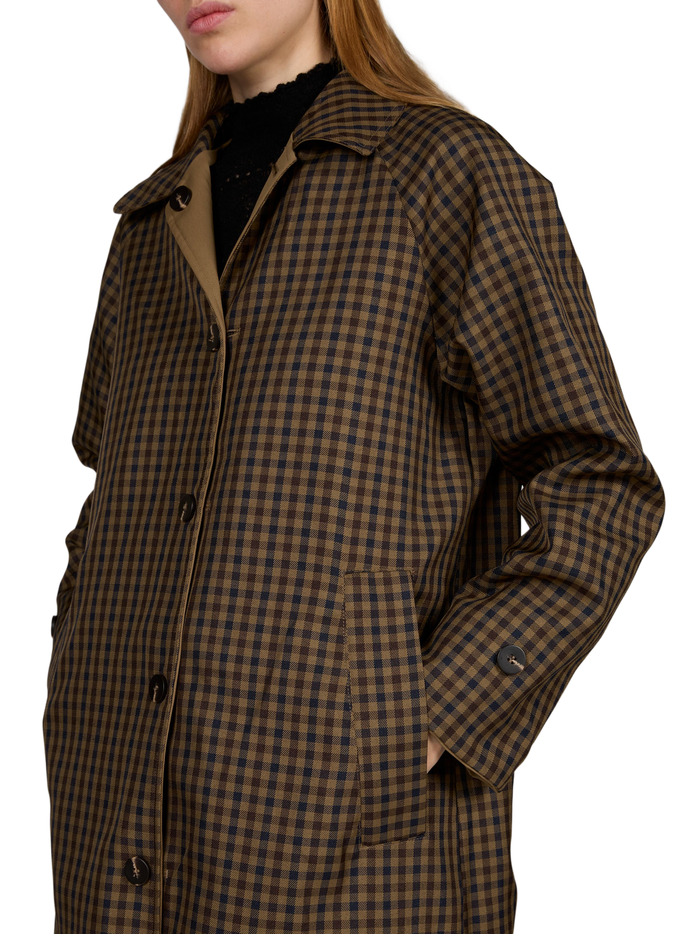 Tenela classic collar mid-length straight trench coat VILA Beige