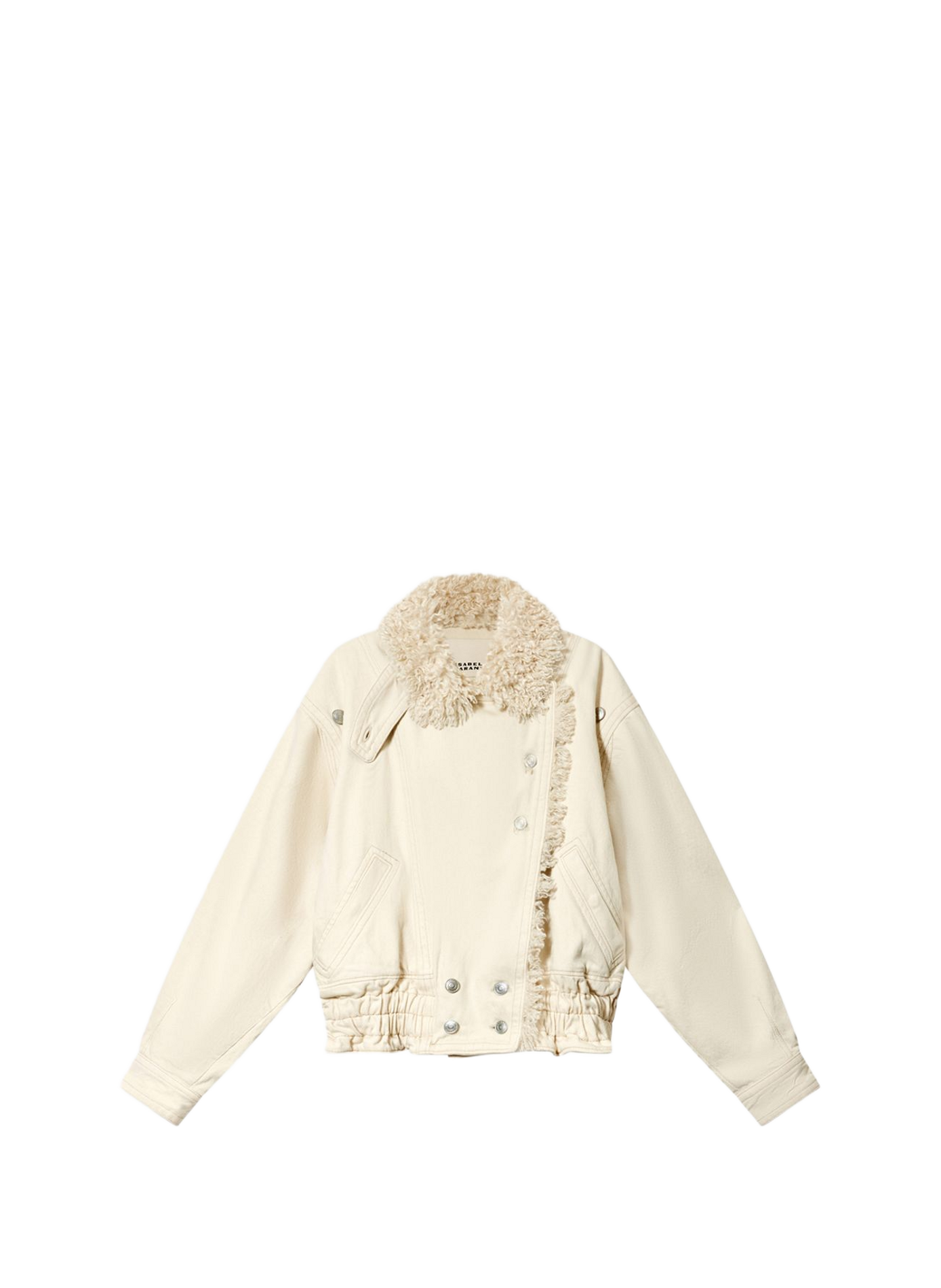 VALINEO denim cotton jacket with shearling collar ISABEL MARANT White