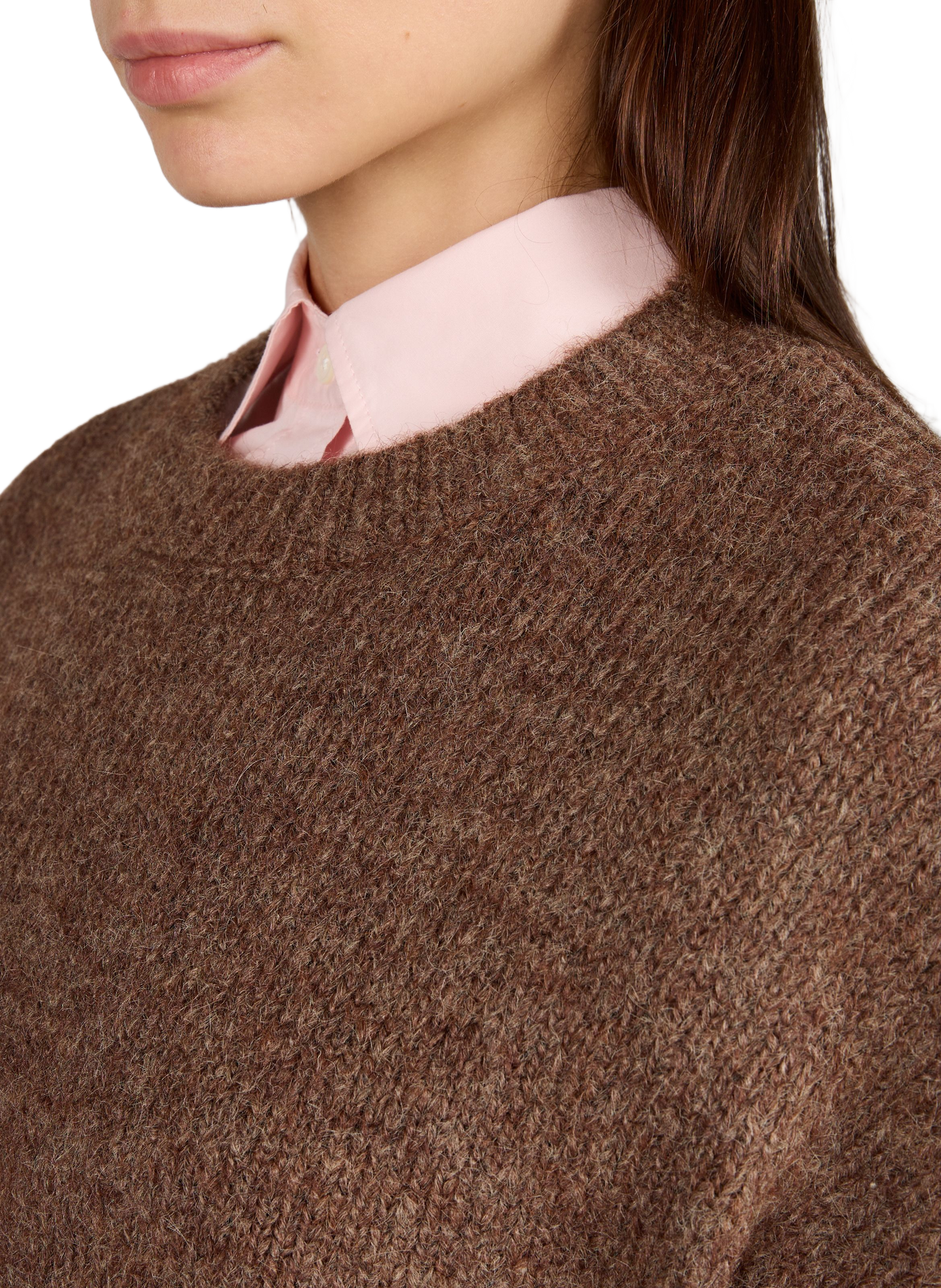 Oversized wool blend sweater OBJECT Brown